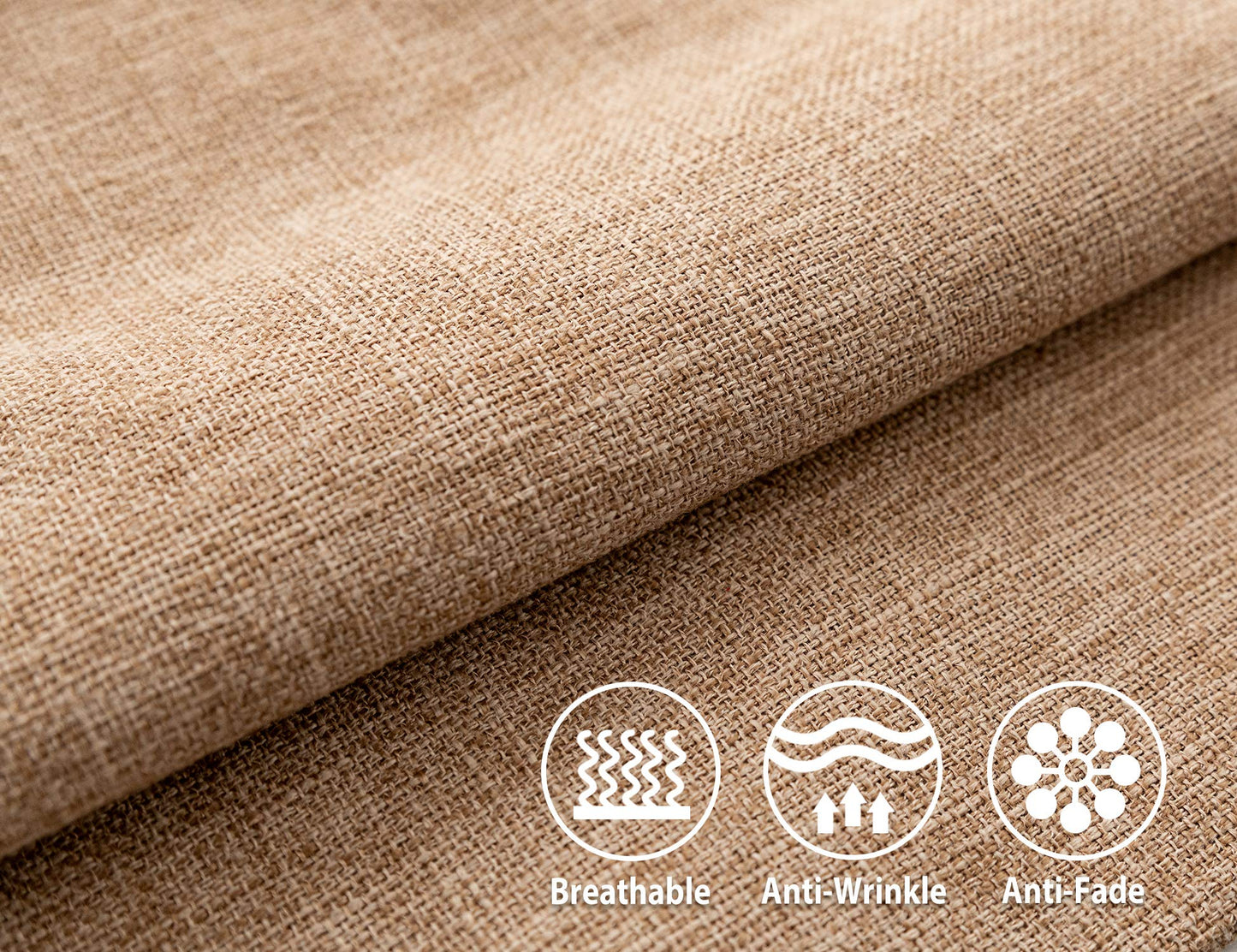 Stellhome Linen Throw Pillow Covers Square Solid Farmhouse Burlap Cushion Covers for Bed Couch Sofa Bench, 16 x 16 inch (40 cm), Natural Linen, Set of 2