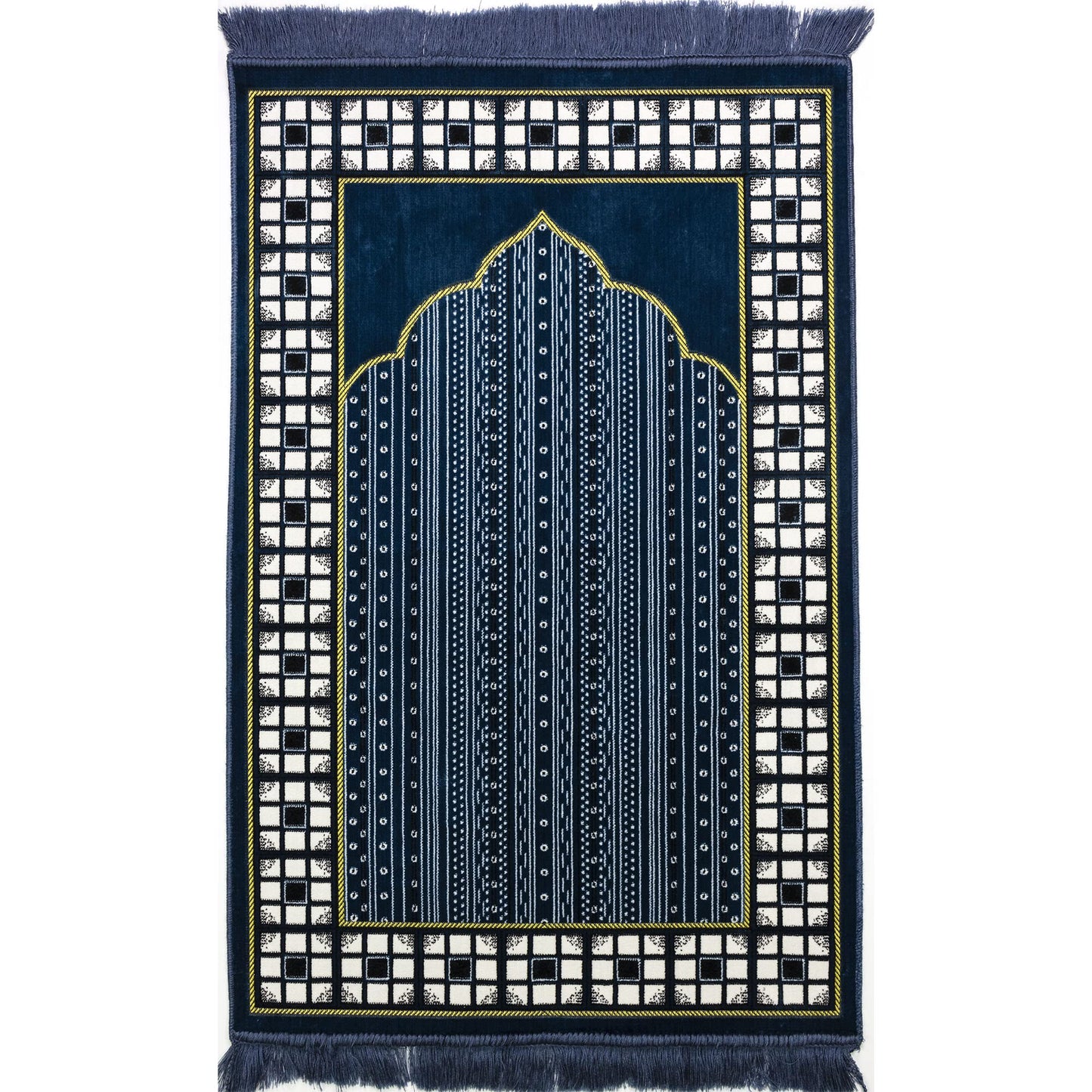 Modefa Prayer Mat - Thin Lightweight Velvet Turkish Muslim Prayer Rug - Prayer Rug Islam Men - Islamic Prayer Rug Sajjadah Prayer Mats Namaz Mat for Salah Islamic Gift Car Hanger - Vined Arch (Blue)