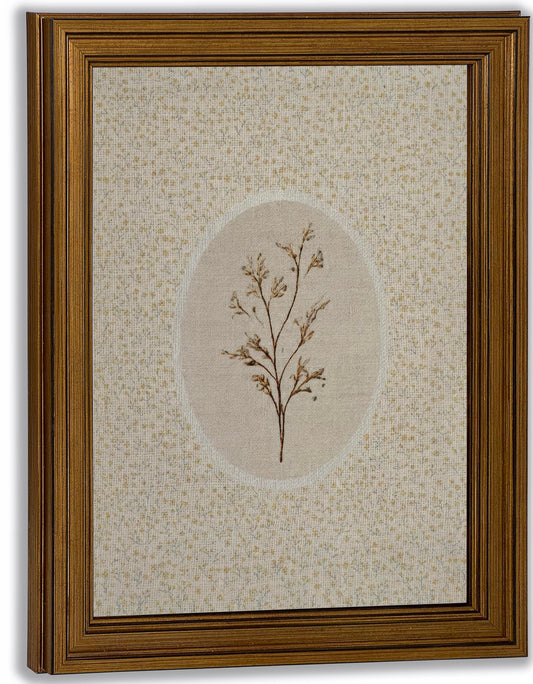 Vintage Gold Framed Wall Art | Minimalist Botanical Floral Canvas Print | Neutral Herbarium Antique Poster | Rustic French Country Farmhouse Decor for Bathroom and Kitchen | 9x11 Inches