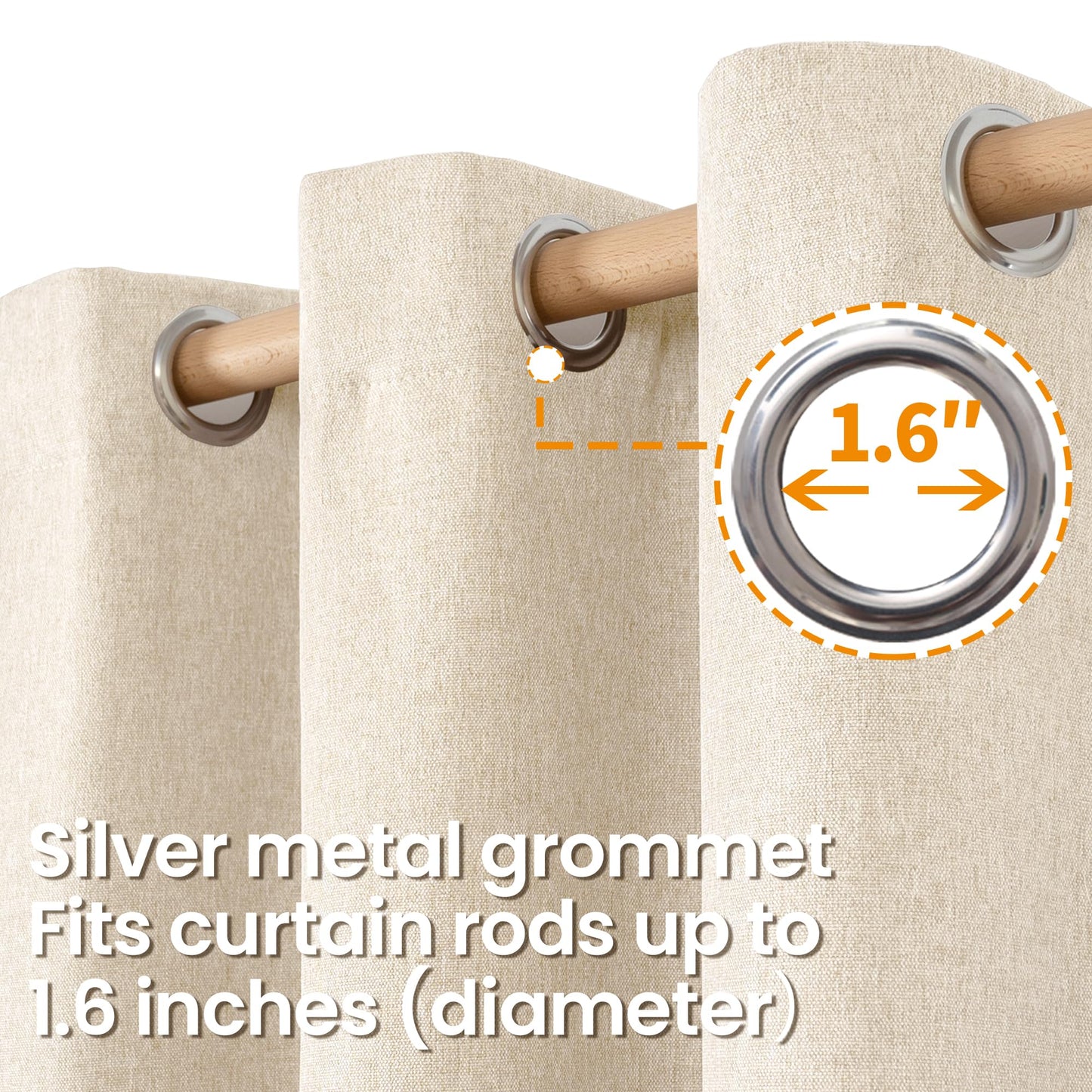 BGment Oatmeal Linen Curtains 84 Inch Length 2 Panels Set for Living Room, Sand Semi Sheer Drapes Light Filtering Window Treatments with Grommet for Bedroom No See Through, Each 52 Inch Wide
