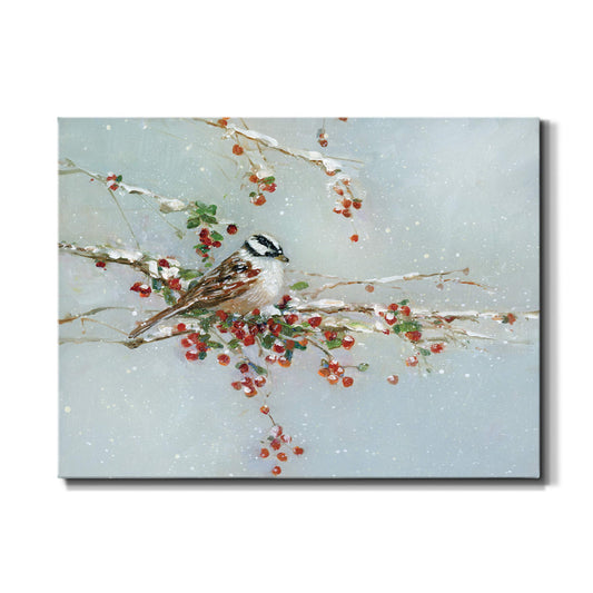 Renditions Gallery Canvas Abstract Wall Art Home Paintings & Prints Artwork Innocent Winter Woodpecker Glam Wall Hanging Snowy Modern Decorations for Bedroom Office Kitchen - 8"x12" LT20