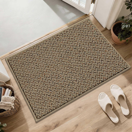 COSY HOMEER Door Mat 17" x 30" Non Slip Absorbent Entryway Rugs Dirt Trapper Doormats Washable Entrance Mats Low Pile Welcome Floor Mat for Front Back Door and Entry Mats,Taupe(Roll Packing)