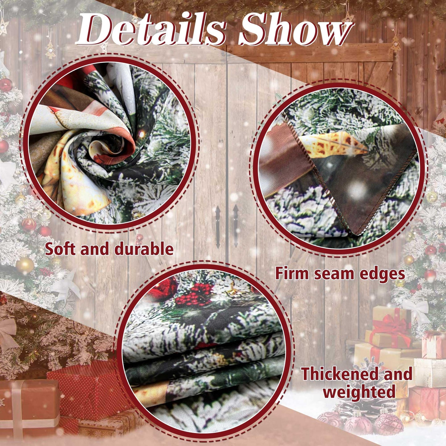Felortte 7x5FT Polyester Fabric Winter Christmas Rustic Barn Wood Door Photography Backdrop Xmas Tree Snow Background Banner for Family Holiday Party Decoration Supplies Photo Studio Props Pictures