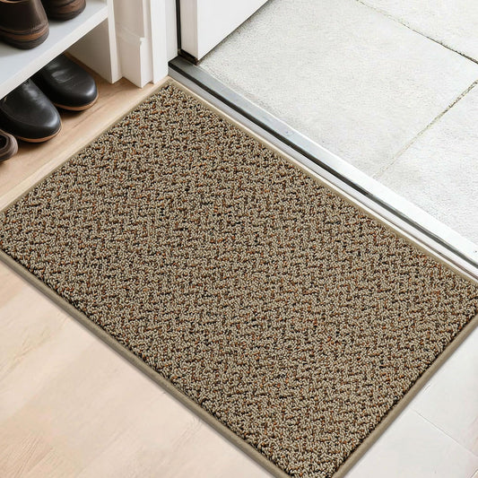 COSY HOMEER Door Mat 20" x 32", Non Slip Absorbent Entryway Rugs, Dirt Trapper Doormats, Washable Entrance Mats, Low Pile Welcome Floor Mat for Front Back Door and Entry Mats,Taupe