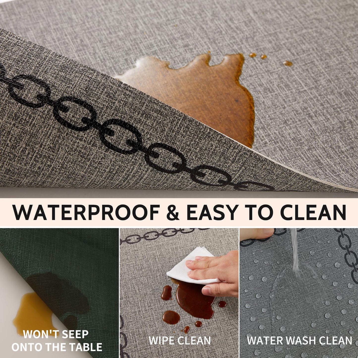 OasisLiteZen Placemats Set of 6, Heat Resistant & Waterproof Table Mats for Dining, Non Slip Scratch Proof Place Mats for Kitchen, Easy to Clean - Outdoor,Indoor Use（17x12 Inch）