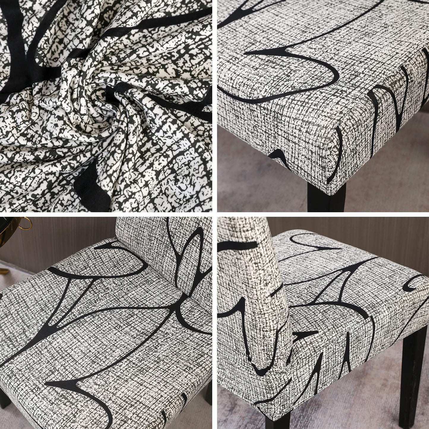 JQinHome Pattern Chair Covers for Dining Room Set of 4, High Stretch Removable Washable Parsons Chair Slipcover for Home Party Hotel Wedding Ceremony (4PCS, Lotus Gray)