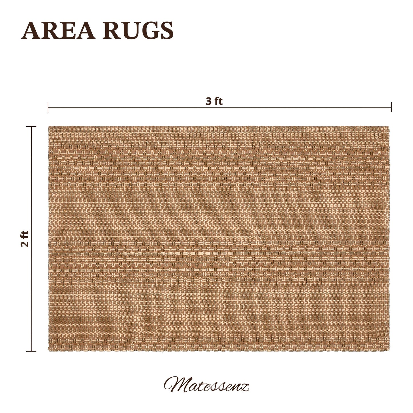 MatEssenz 2x3 Textured Washable Entry Rug, Natural Woven Low-Profile Door Mat with Non-Slip TPR Backing, Brown, for Entryway, Kitchen, Laundry Room