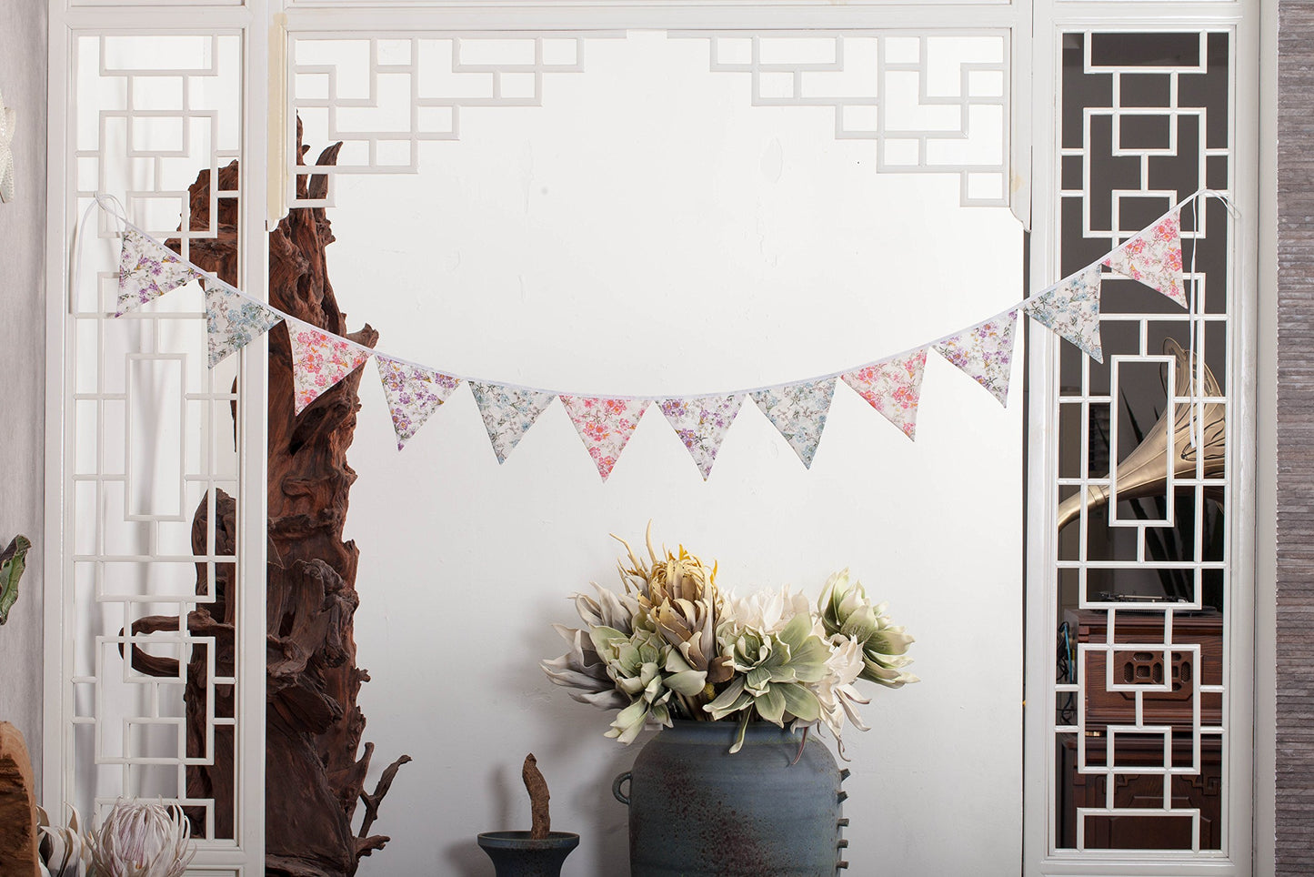 LOVENJOY Pastel Pennant Banner Triangle Spring Floral Fabric Bunting Shabby Chic Tea Party Flag Garland