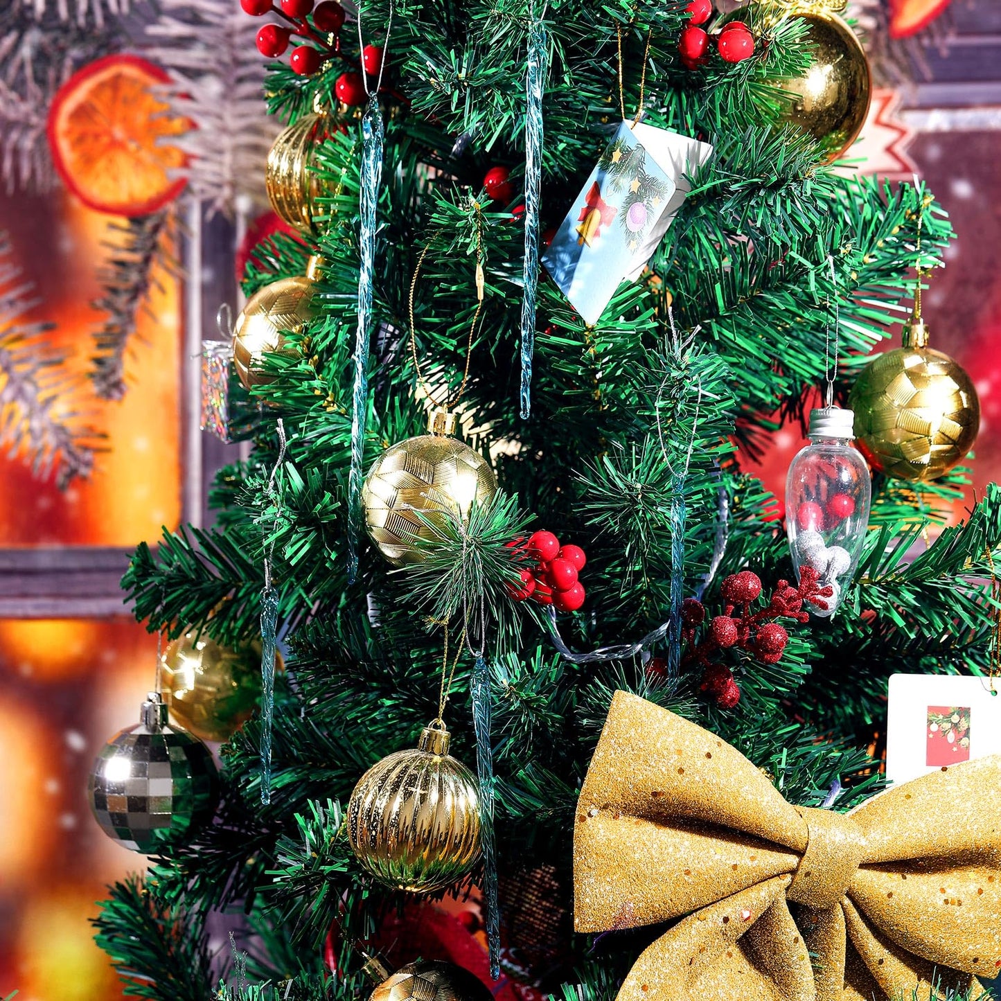 Boao Glass Icicle 3.5-7.8 Inch Twisted Glass Icicle Christmas Ornaments Hanging Decorations(Light Blue,25 Pcs)