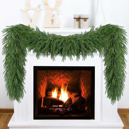 Real Touch Spring Norfolk Pine Garland for Mantle, 6FT Thickness Realistic Artificial Greenery Pine Garland for All Year, Faux Norfolk Garlands for Indoor Outdoor Easter Wedding Decor