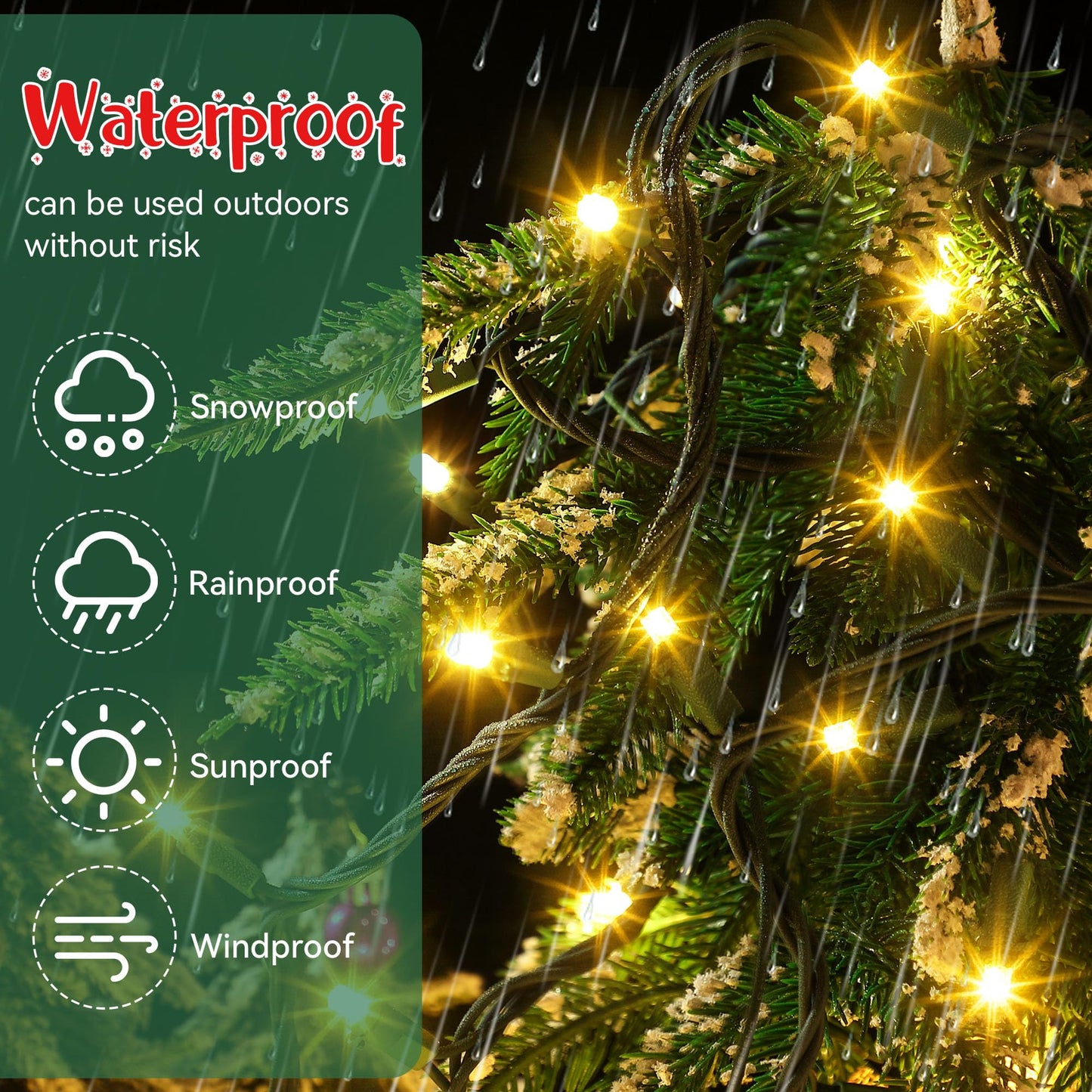 Enhon Slow Twinkling Christmas Light, 100 Lights 35 Ft Twinkle Pulsing Christmas, 5mm LED Wide Angle Soft Random Shimmering Set with Green Wire(Warm White,1 Pack)