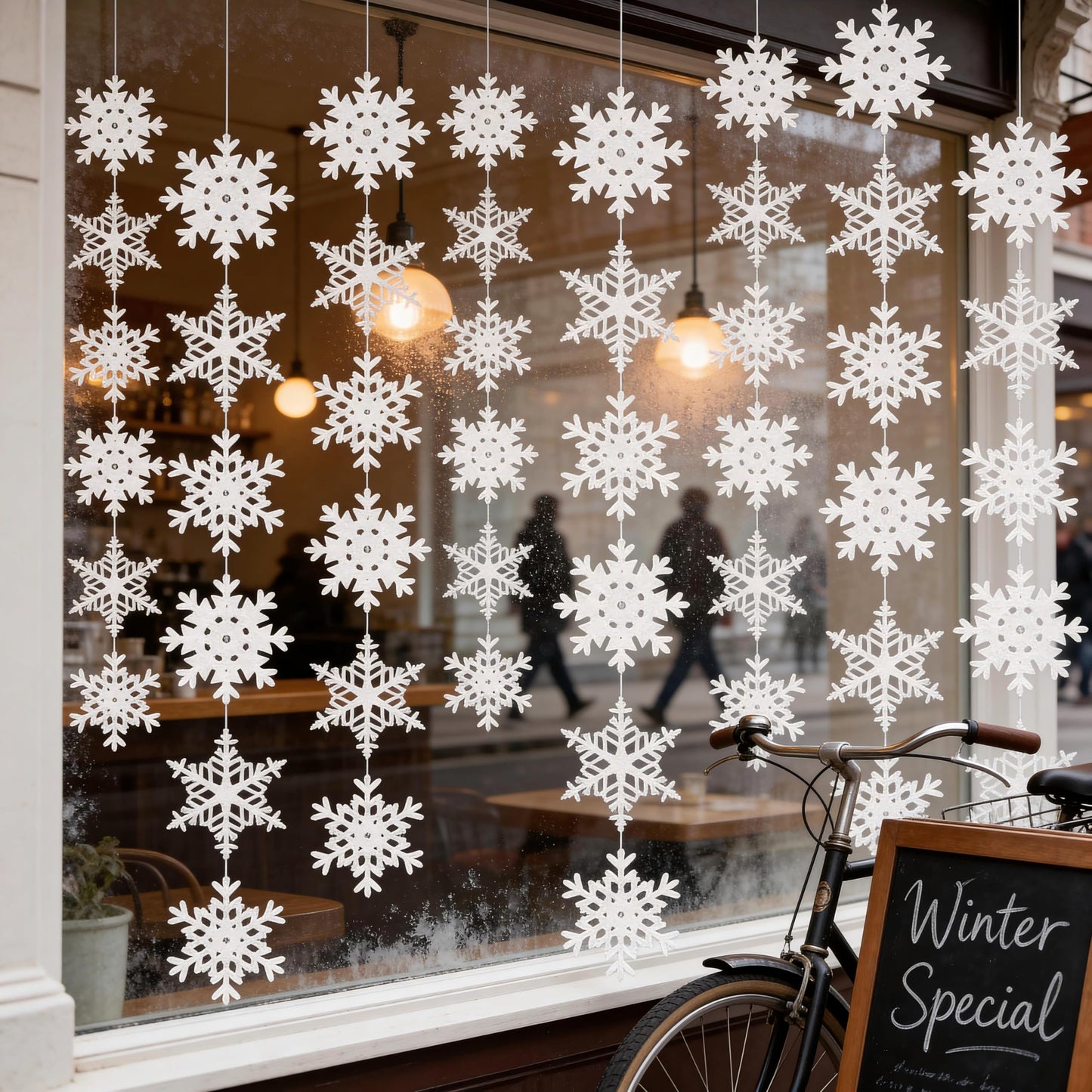 jollylife 12PCS Snowflake Garland Winter Party Wonderland Birthday Decorations - Christmas Snow Flake Streamers Strings Hanging Decor