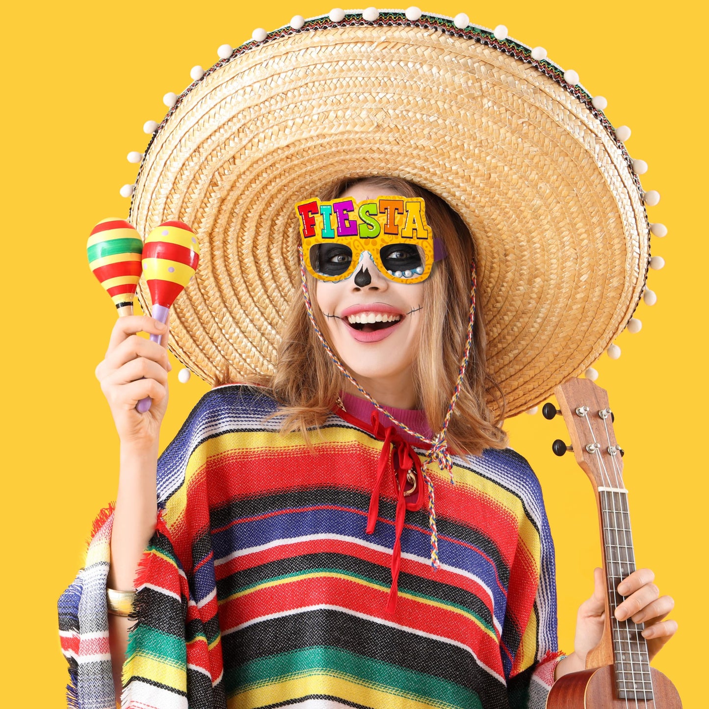 JOYIN 12 PCS Mexican Fiesta Party Paper Eyeglasses for Cinco de Mayo Party Decorations, Mexican Themed Bachelorette Party Favors, Party Costume Photo Booth Props Supplies for Taco Tuesday