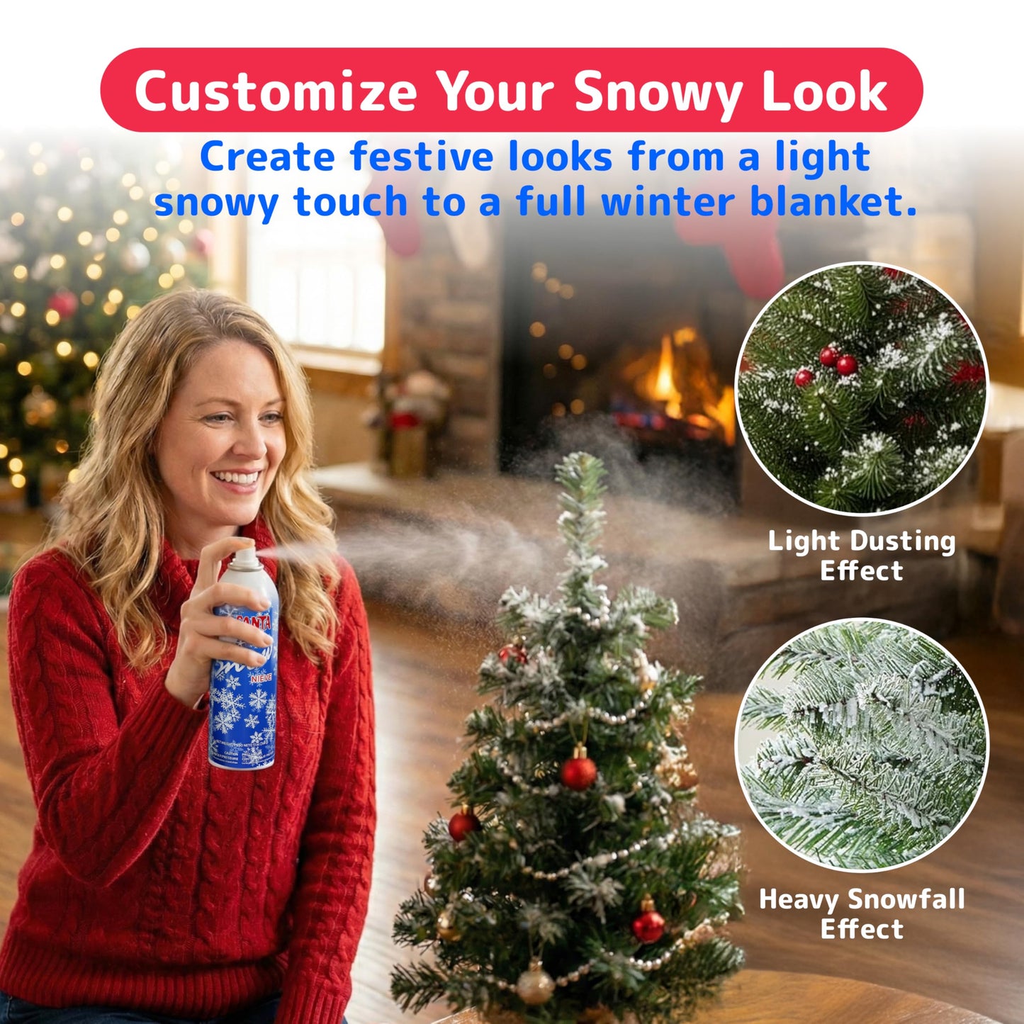 Prextex 2 Pack Fake Snow Spray for Christmas Tree - Quick-Dry Textured Christmas Tree Flocking Spray in 13oz Aerosol Bottles for Decorating and Crafts - Artificial Snow Flock for Windows and Mirrors