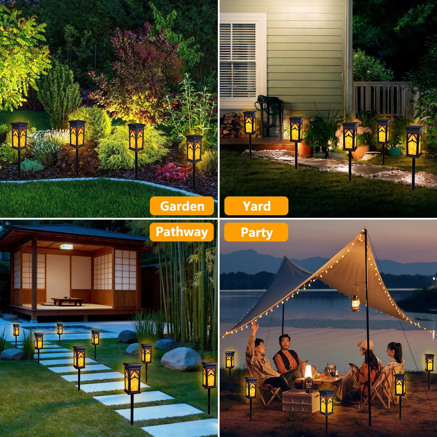 Jnaurb Solar Lights Outdoor, 6 Pack Solar Torch Light with Flickering Flame, Waterproof Garden Lights Outdoor Landscape Lighting, Flame Torches for Outside Patio Pathway Walkway Yard Lawn Decorations