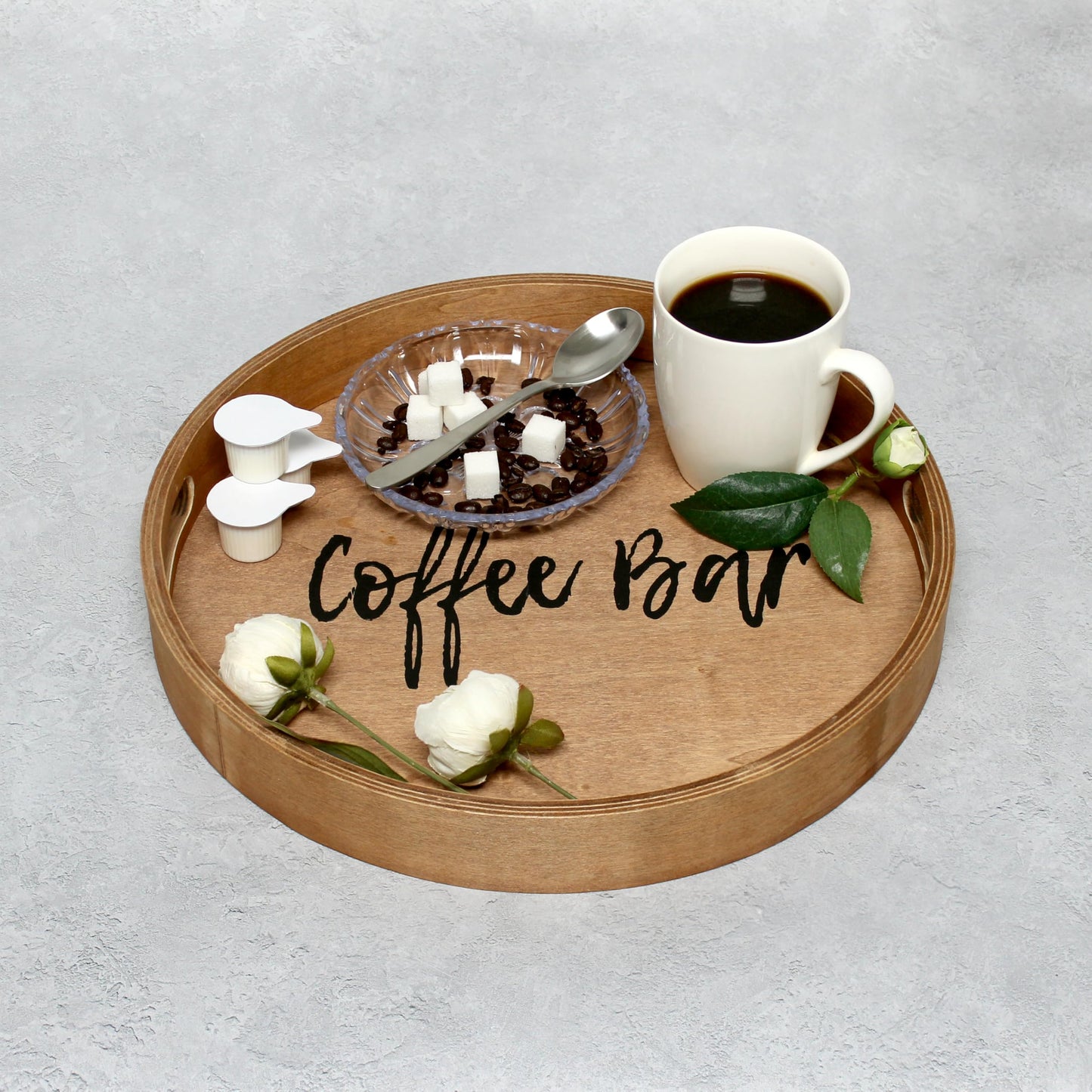 Elegant Designs HG1030-NCB 13.75" Sip & Serve Stylish Wooden Decorative Serving Tray, for Home Décor, Living Room, Counter, Coffee Bar in Natural Wood