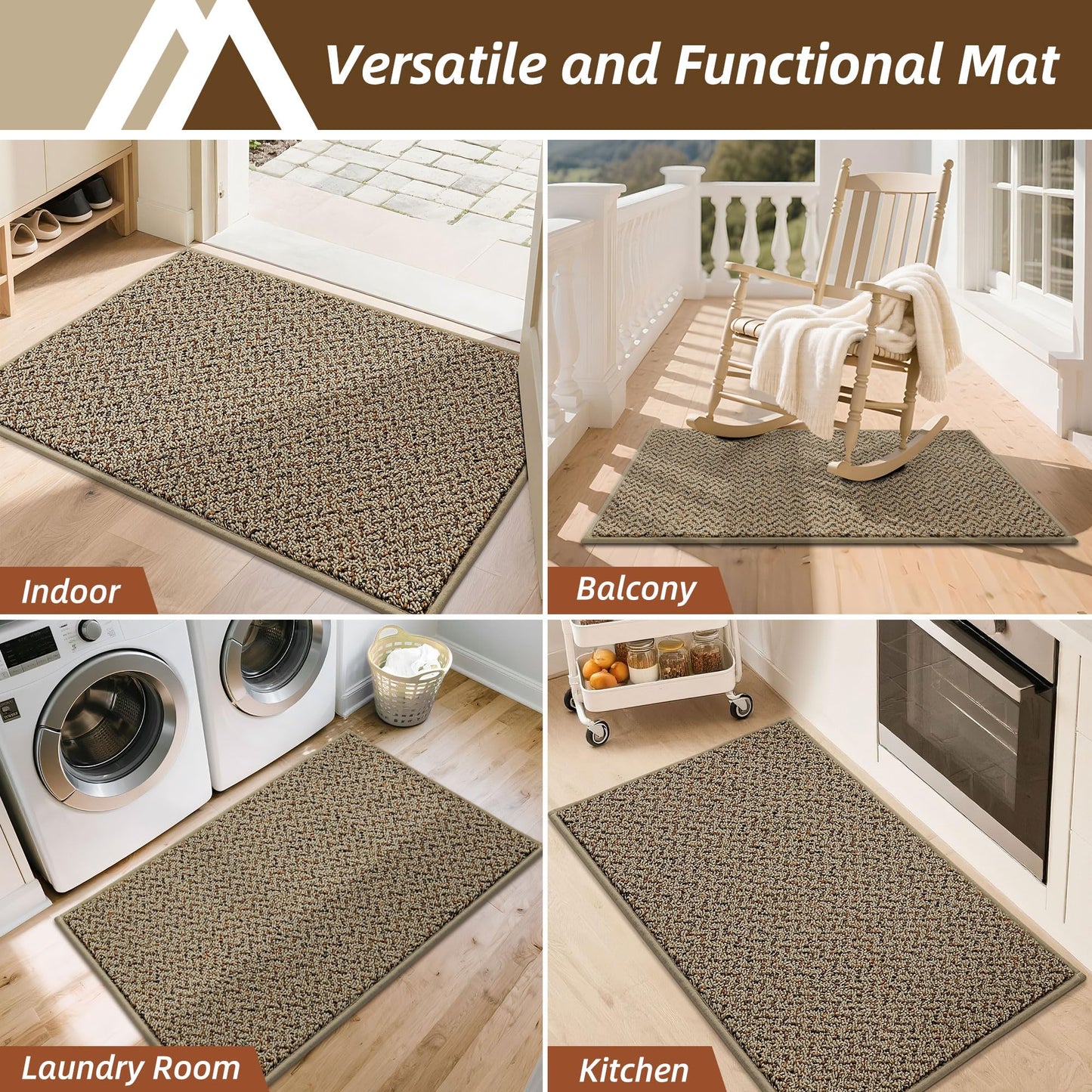 COSY HOMEER Door Mat 20" x 32", Non Slip Absorbent Entryway Rugs, Dirt Trapper Doormats, Washable Entrance Mats, Low Pile Welcome Floor Mat for Front Back Door and Entry Mats,Taupe