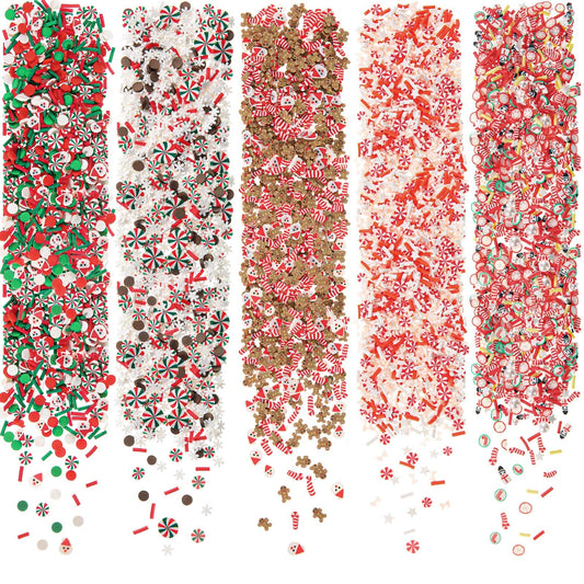 BBTO 250 Grams Christmas Fake Chocolate Candy Sprinkles Tiny Polymer Clay Embellishments Xmas Polymer Slices Soft Clay DIY Decoration for Resin Nail Scrapbook Charm DIY Art Crafts Making Supply