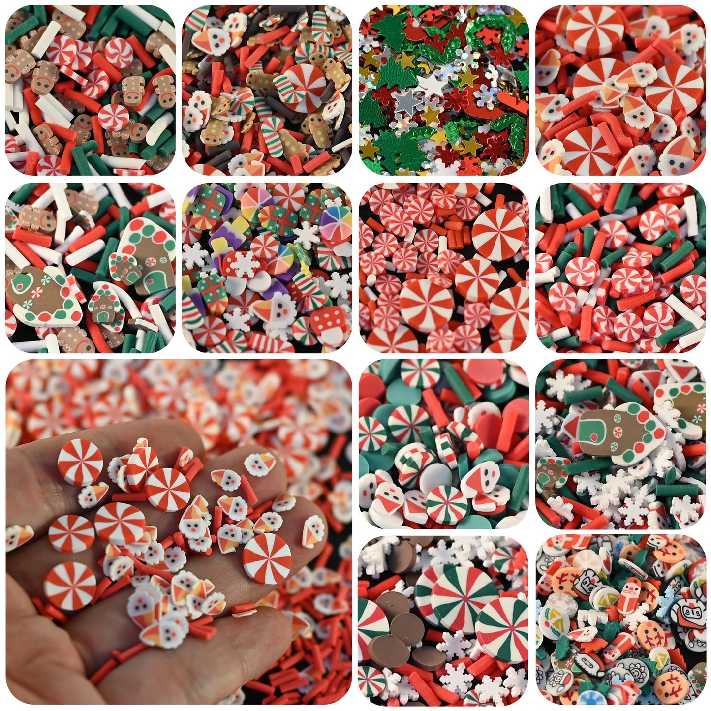 LIKETURE Fake Sprinkles 180g Fake Christmas Sprinkles Non-edible Craft Sprinkles Faux Sprinkles for Crafts Plastic Sprinkle Decoration Slime Sprinkles Slime Add Ins Shaker Card Filler (12 Bottles)