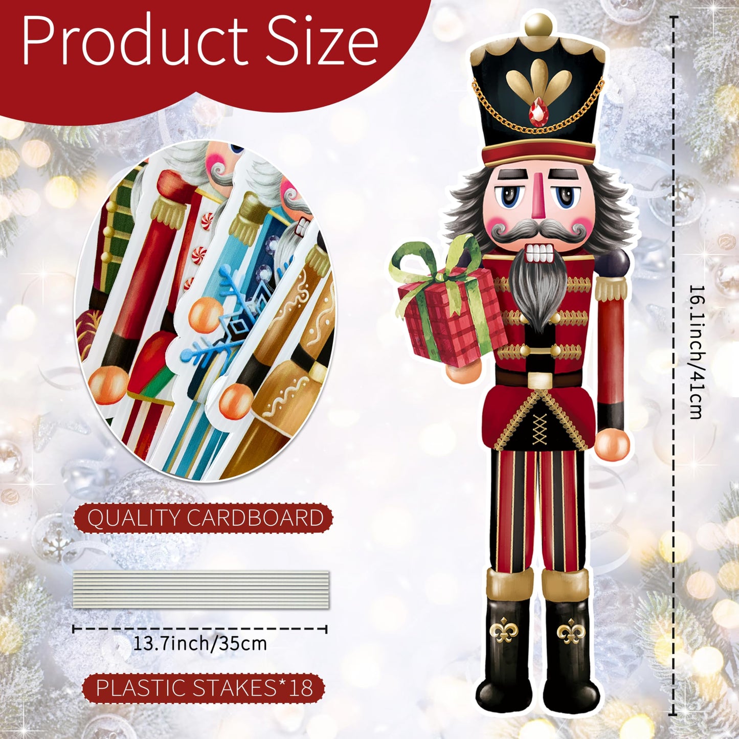 TREWAVE 9 Pcs Christmas Yard Signs with Stakes - Nutcracker Yard Stakes Winter Outdoor Decorations for Lawn Pathway Outside Decor