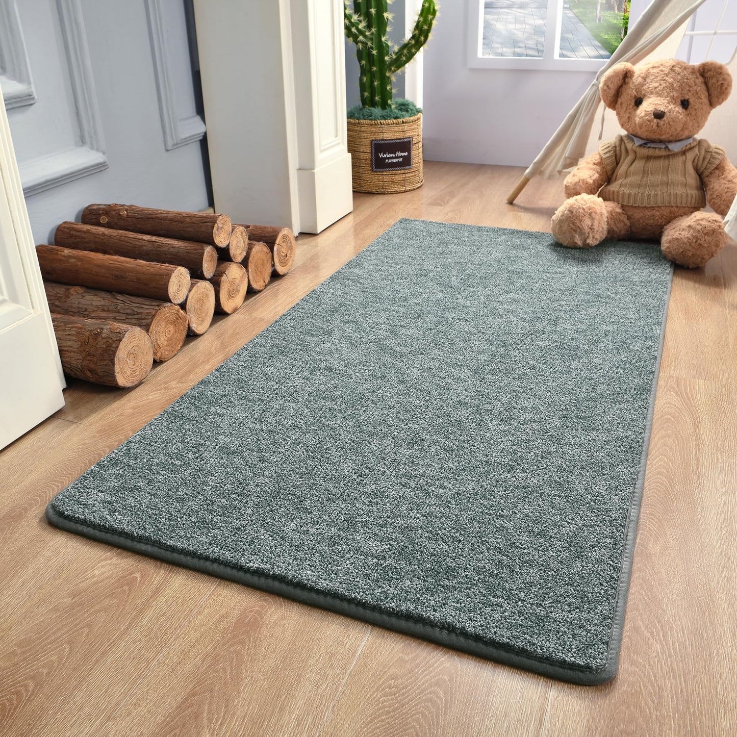 Keeko Soft 2x4 Small Runner Rug, Bedside Rugs for Bedroom Indoor Runner Hallway Carpets Non Slip Living Room Area Throw Rugs Memory Foam Laundry Room Rug for Teen Kids Boys Dorm Room Decor Grey