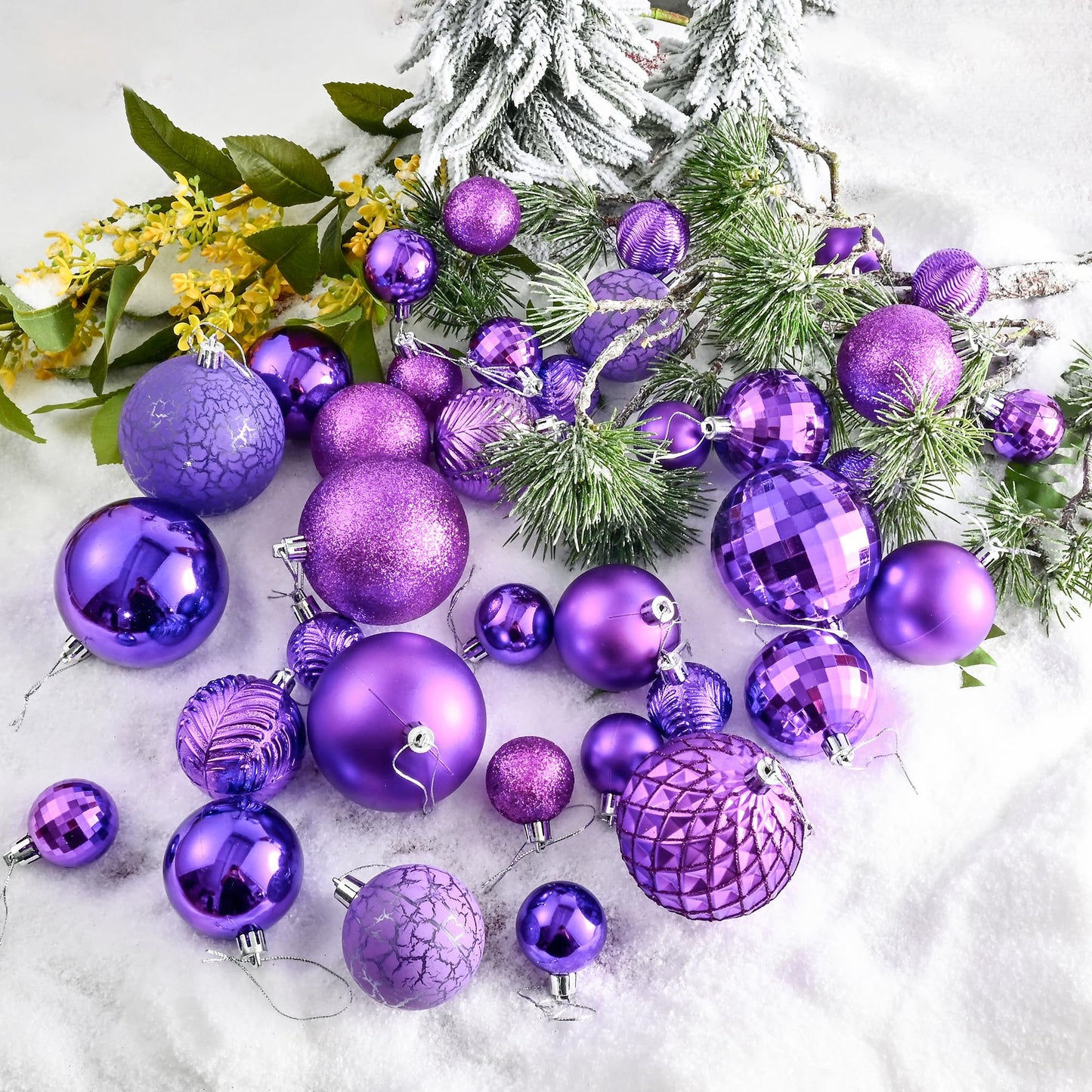 LANGXUN 36pcs Purple Christmas Tree Decorations Balls, Bolas De Navidad, 2025 Christmas Decor, Indoor Outdoor Shatterproof Christmas Ornaments, Xmars Party Wedding Suppiles