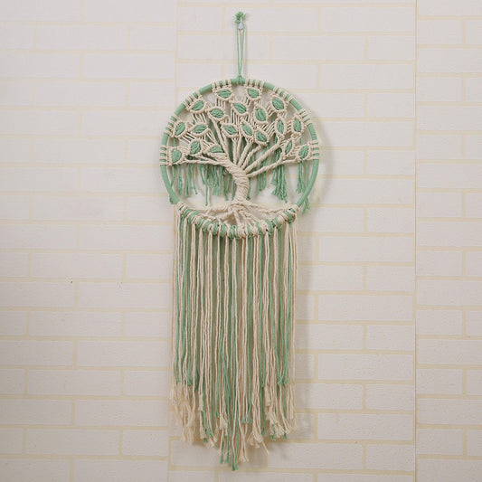 laddawan Macrame Wall Hanging Green and White Tree of Life Wall Art Decoration Home Decor Dream Catcher (X-Large)