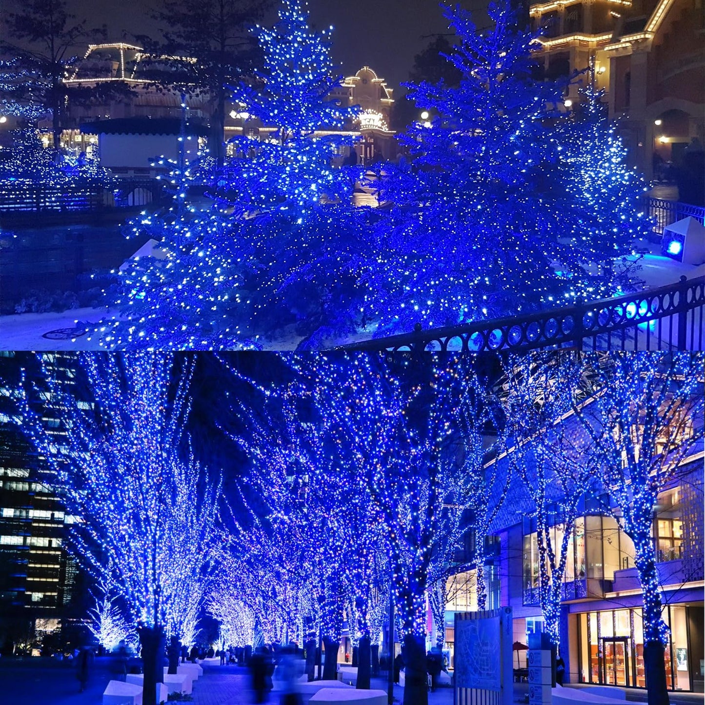 LAMPHOME 32.5FT 100LED Blue Christmas String Lights, 16 Modes Waterproof Fairy Lights Plug in, Twinkle String Lights Indoor Outdoor for Bedroom Wall Halloween Tree Party Home Decoration