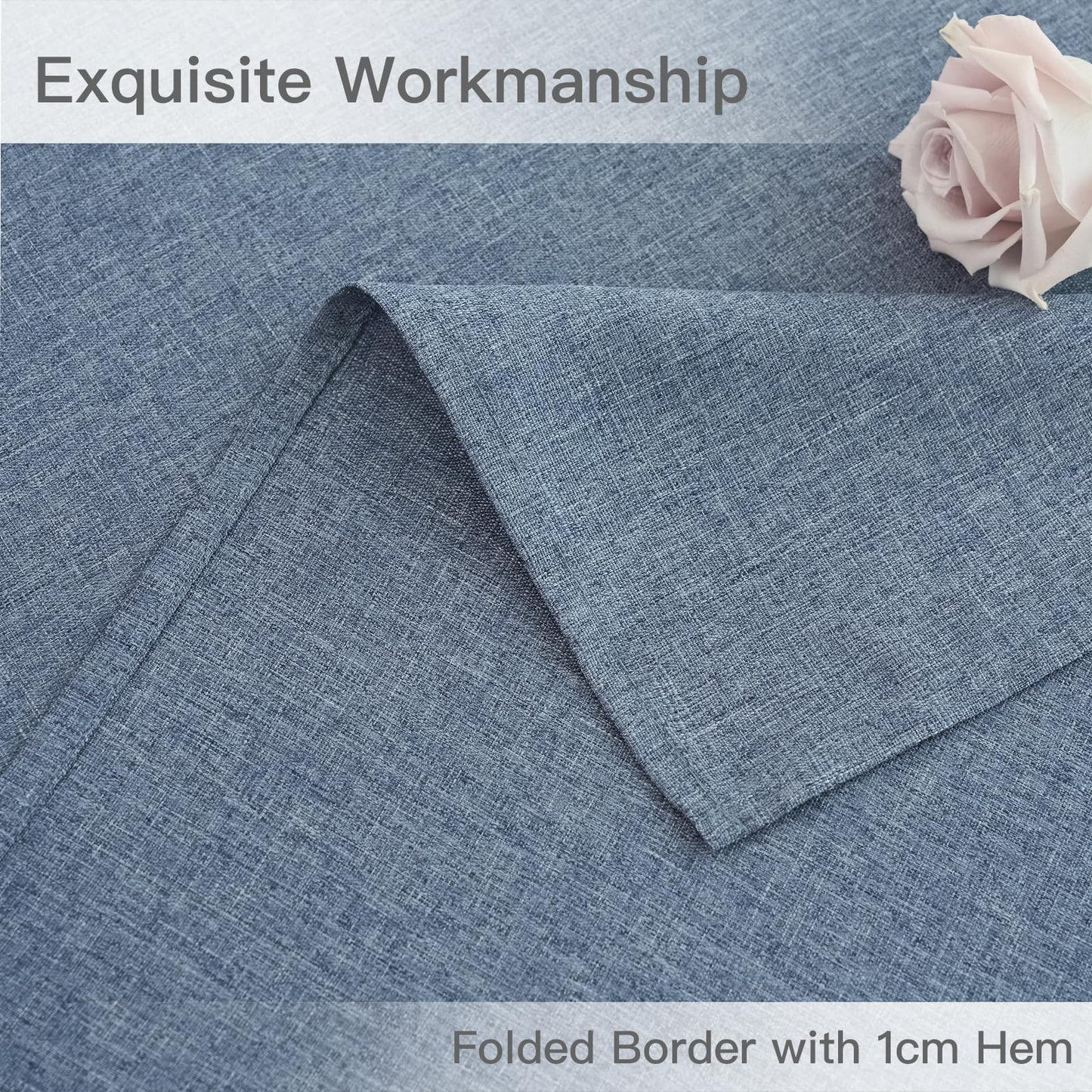 maxmill Rectangle Linen Textured Tablecloth Waterproof Spillproof Wrinkle Free Washable Fabric Table Cloth Kitchen Dining Tabletop Decoration Table Cover for Holiday Party, 52 x 70 Inch, Demin Blue