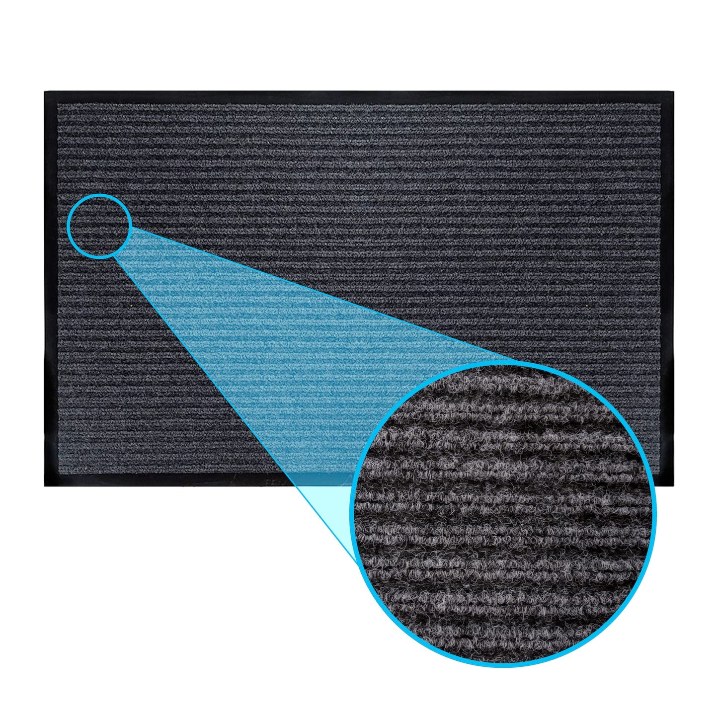 LuxUrux® Durable Rubber Door Mat - Heavy Duty, Slip Proof, Indoor/Outdoor, Easy to Clean, Waterproof, Low-Profile Entry Mat for Entry, Patio, Garage - High Traffic (17'' x 30'', Striped Gray)