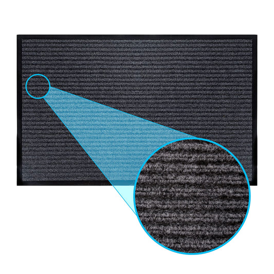 LuxUrux® Durable Rubber Door Mat - Heavy Duty, Slip Proof, Indoor/Outdoor, Easy to Clean, Waterproof, Low-Profile Entry Mat for Entry, Patio, Garage - High Traffic (17'' x 30'', Striped Gray)