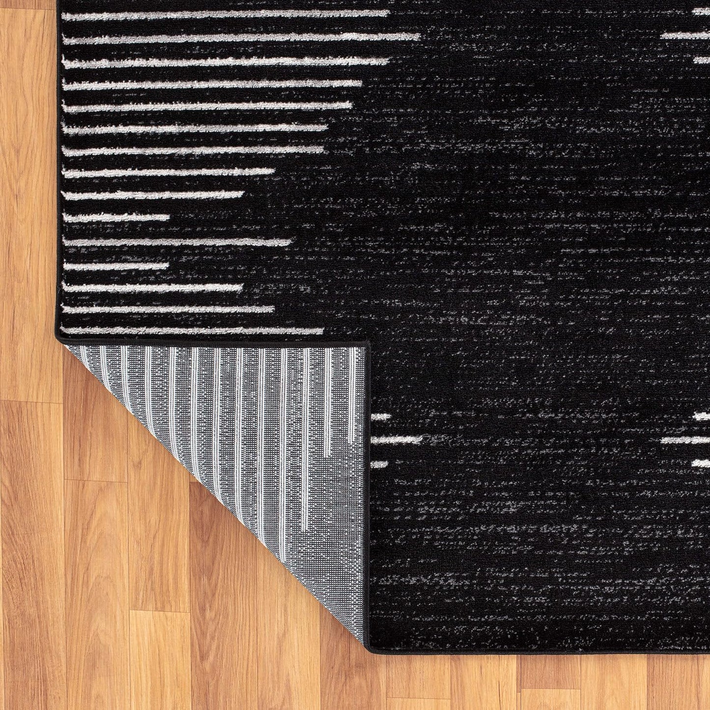 Rugshop Bohemian Stripe Stain Resistant High Traffic Living Room Kitchen Bedroom Dining Home Office Area Rug 2'7" x 4' Black