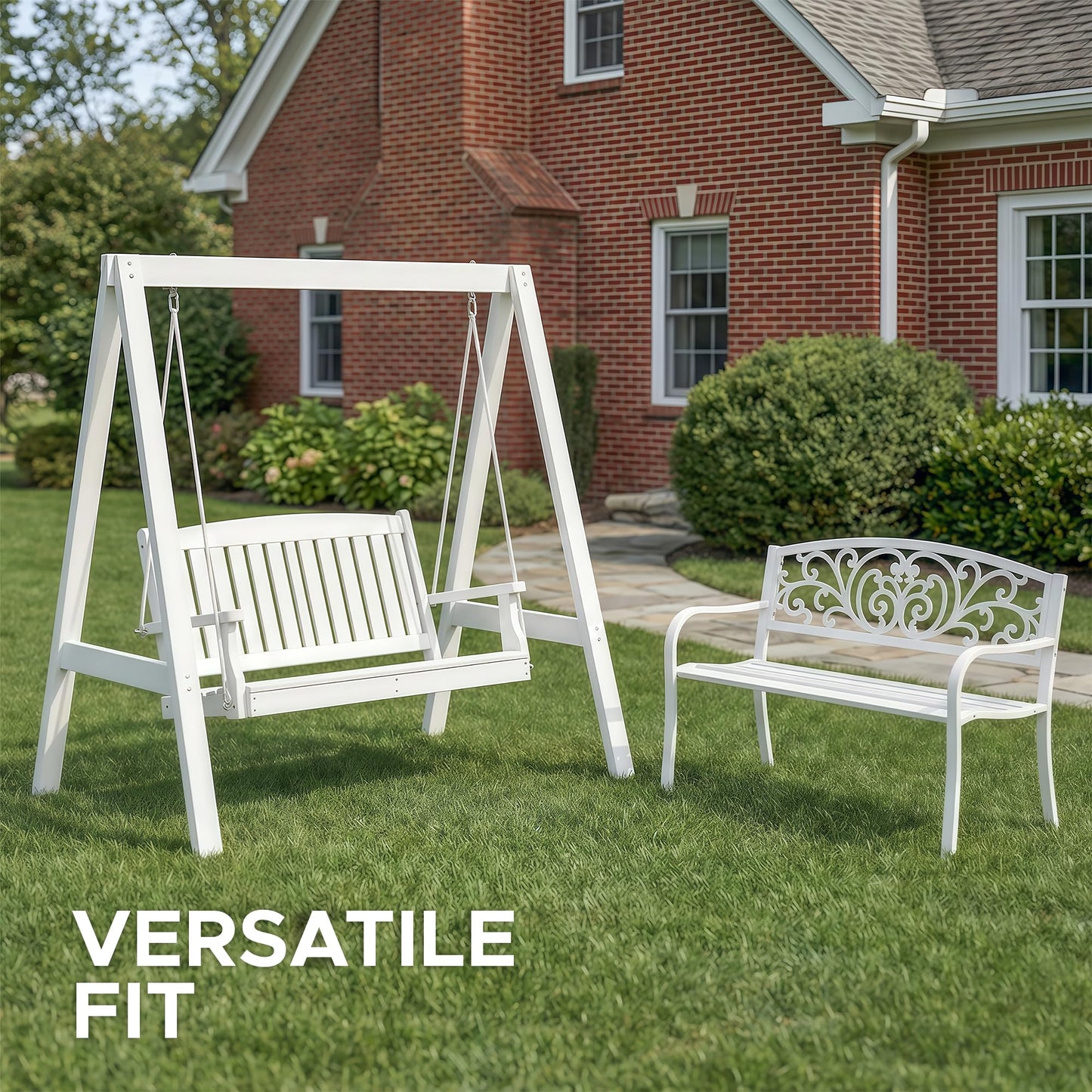 Outdoor Bench Cushion, Water-Resistant & Fade-Resistant, Porch Swing Cushions with Ties, Patio Furniture Seat Pads for Garden Loveseat, Removable Cover Non-Slip Bottom, 48 x 16 Inch, Navy Blue