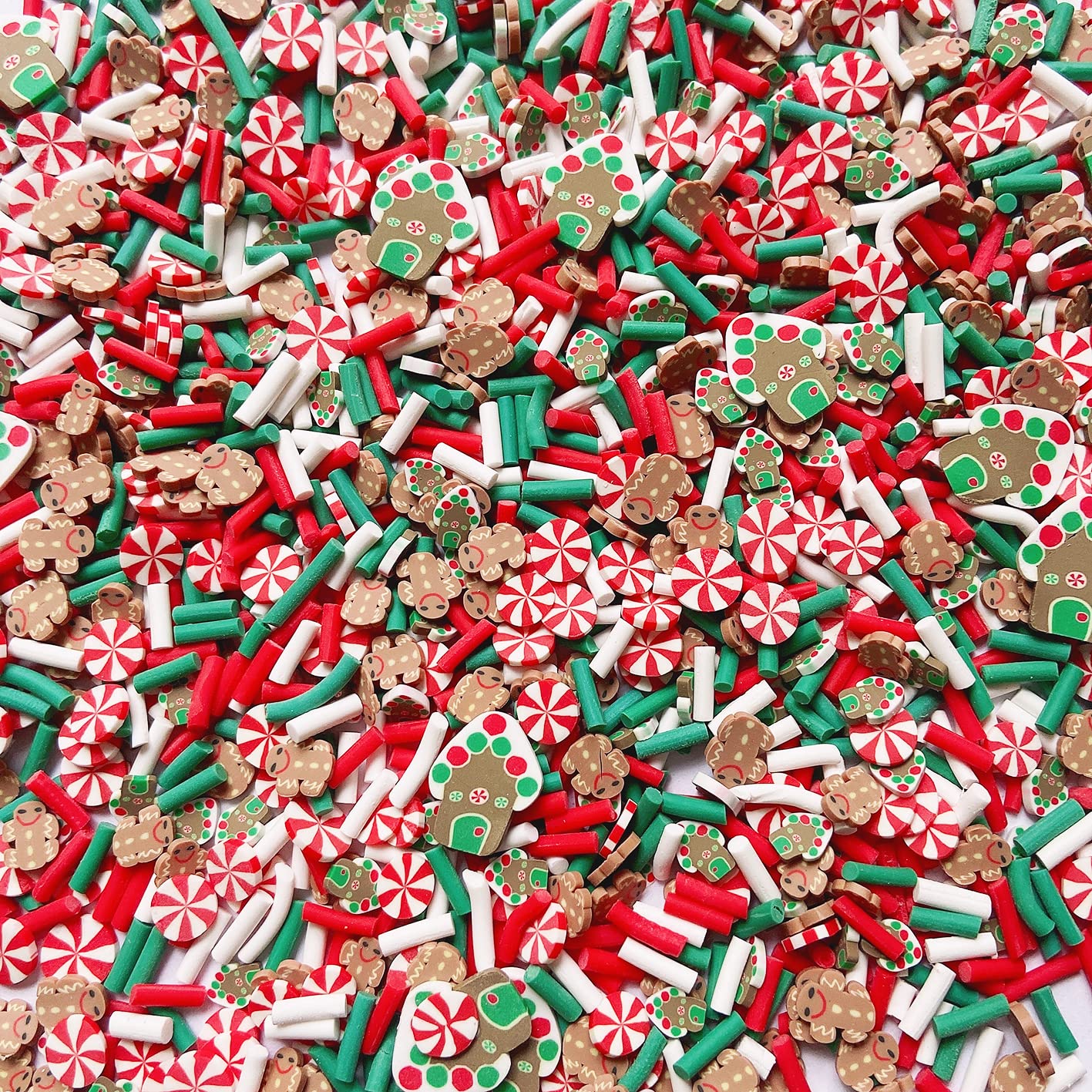 EHOPE Christmas Slices Fake Sprinkles Resin Sprinkles Fake Candy Sprinkles Clay Sprinkles Polymer Sprinkles Polymer Clay Slices for Nail Art DIY Crafts Cake Phone(Christmas House+Snowman-40G）
