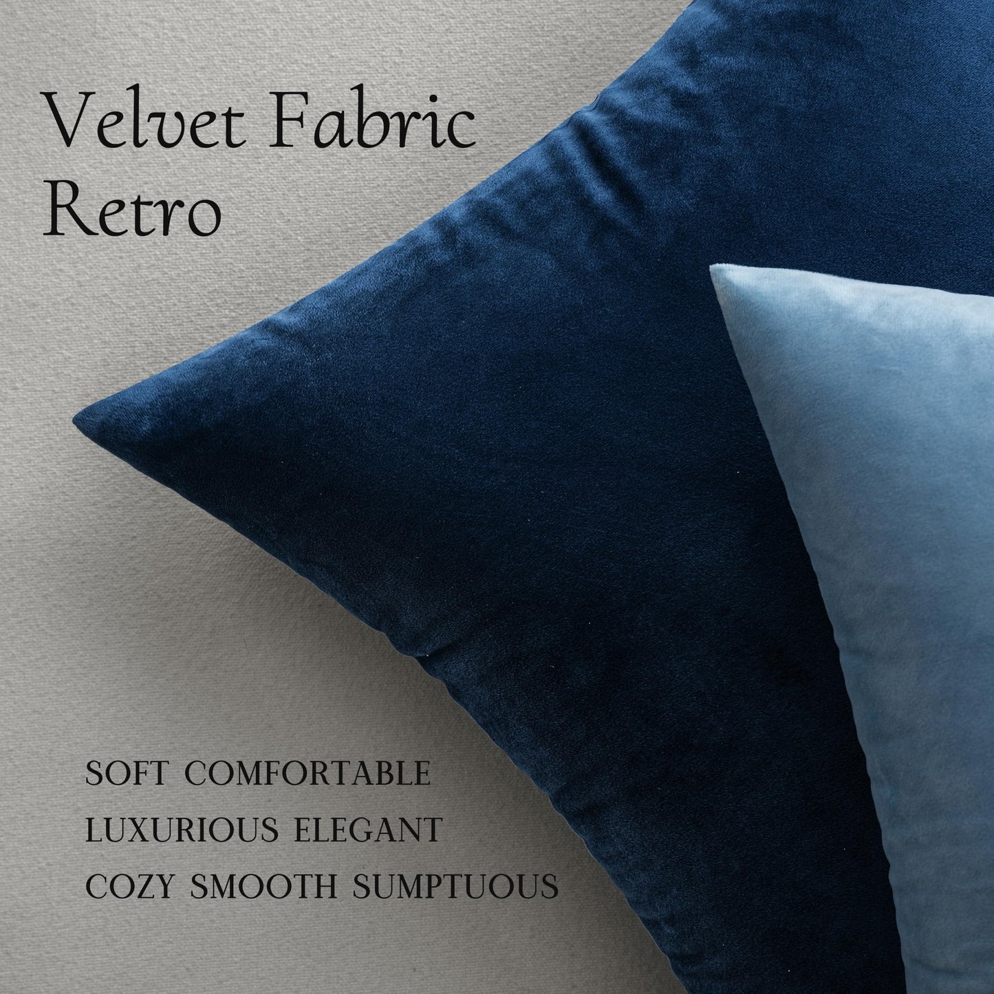 MIULEE Velvet Throw Pillow Covers 18x18 Inch, Pack of 2 - Dark Blue, Super Soft Decorative Square Cushion Cases Modern Luxury Home Decor for Sofa, Couch, Bed, Chair