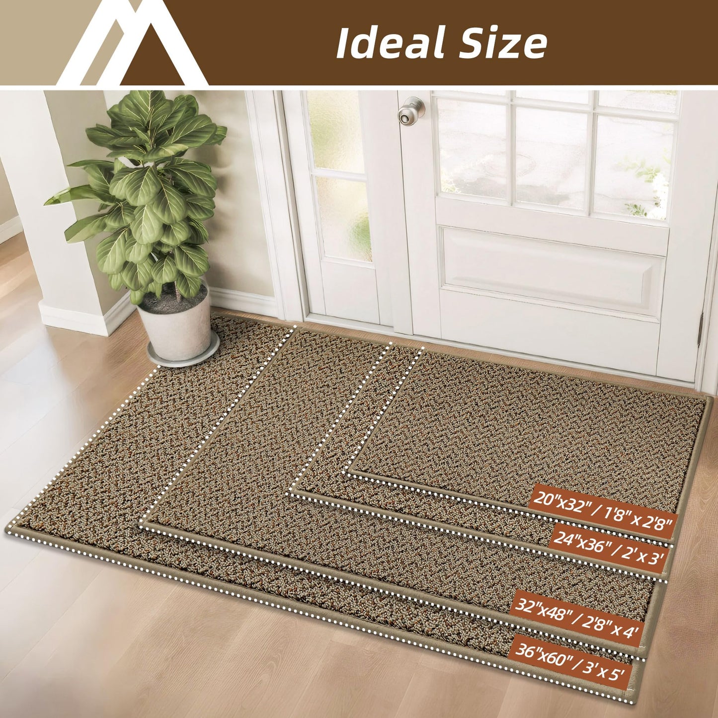 COSY HOMEER Door Mat 20" x 32", Non Slip Absorbent Entryway Rugs, Dirt Trapper Doormats, Washable Entrance Mats, Low Pile Welcome Floor Mat for Front Back Door and Entry Mats,Taupe