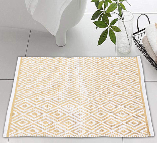 Ramanta Home 100% Cotton Diamond Handwoven Reversible Rug 21x34 Inch– Linen Soft Washable Area Rug for Bathroom, Kitchen, Bedroom, Entryway | Durable Lightweight Handmade Accent Floor Mat | Boho Décor