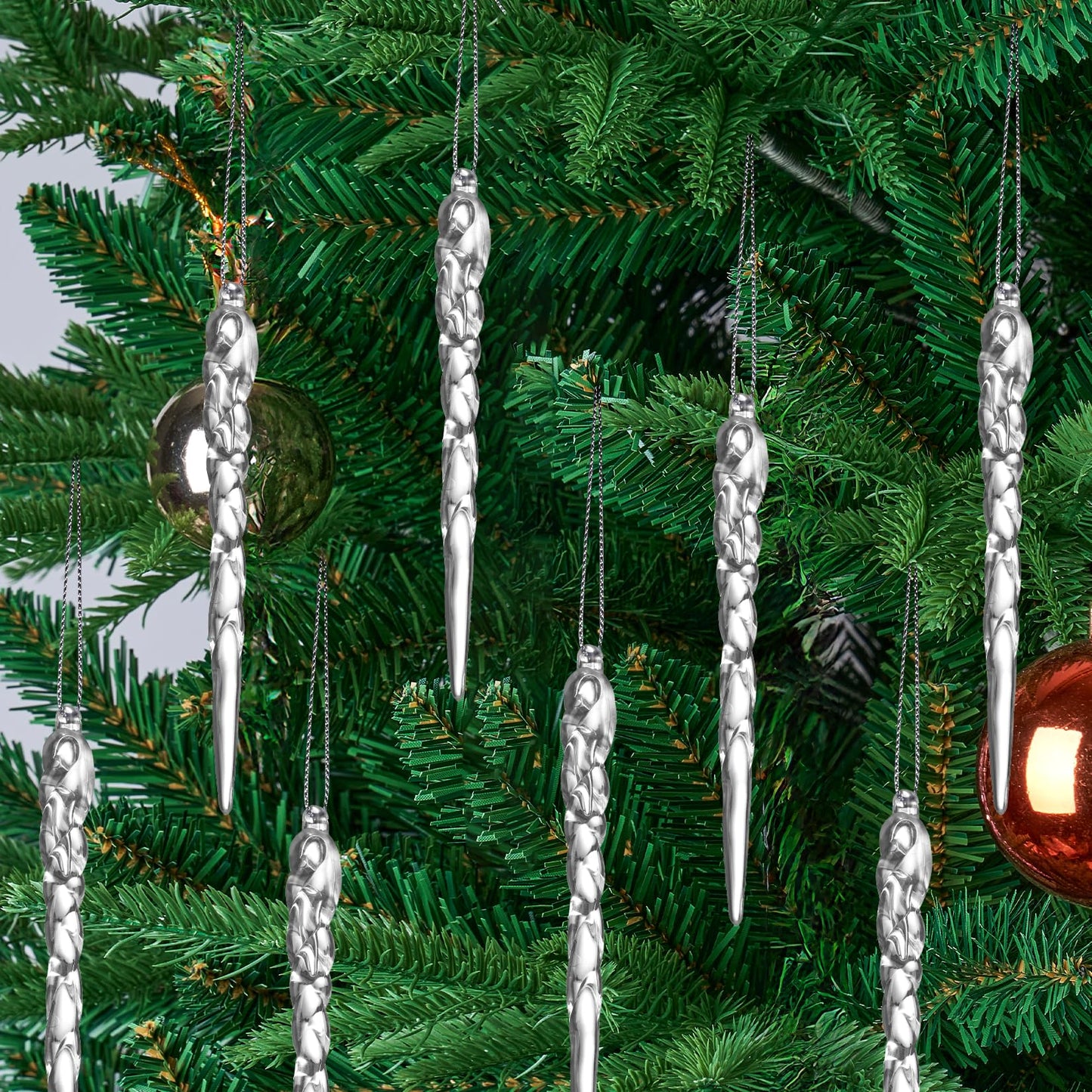Diahom Christmas Icicle Hanging Ornaments 30pcs 5 Inches Acrylic Xmas Tree Garland Crystal Decorations Wall Window Mantel New Year Holiday Wedding Winter Party Home Decor