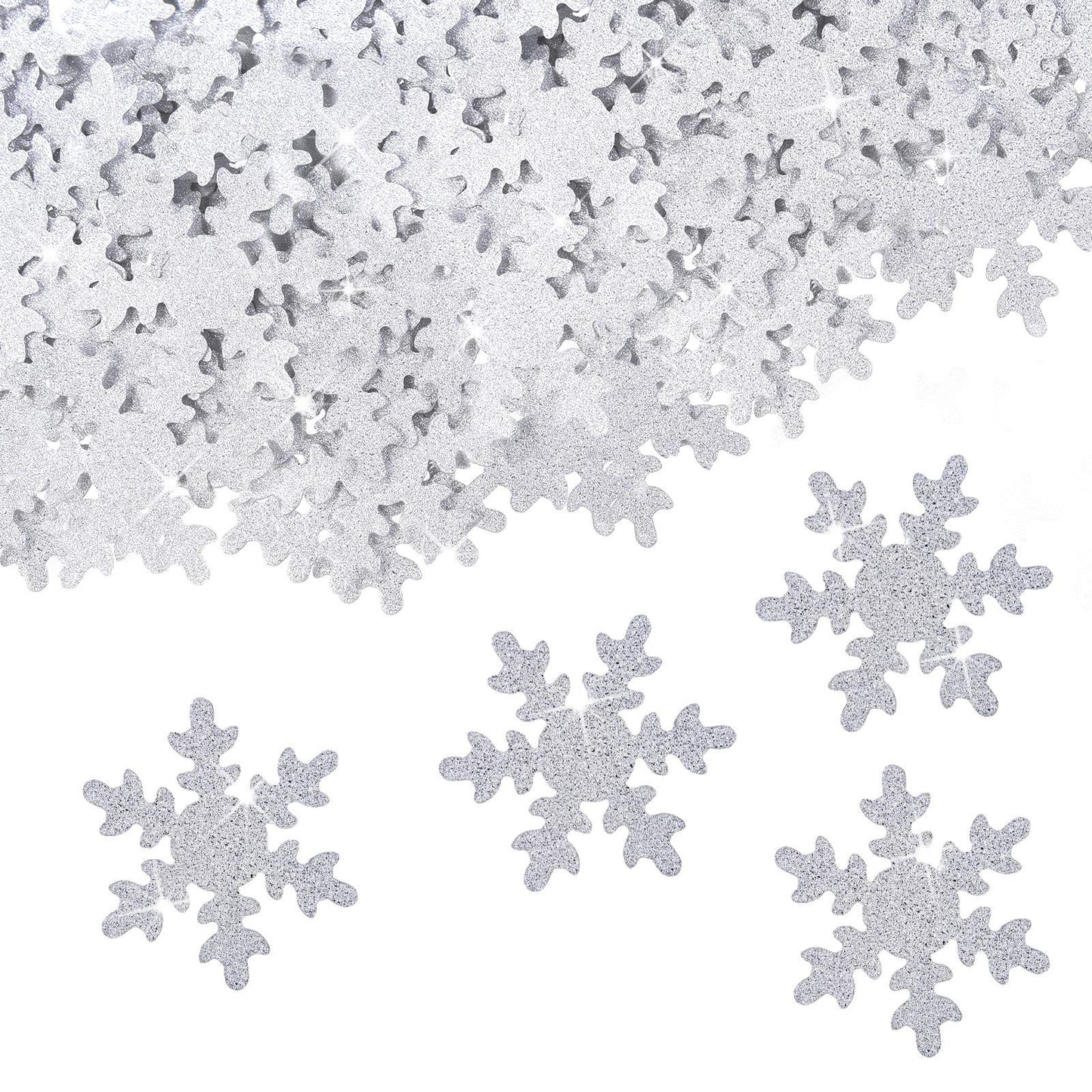 Skylety 100 Pcs Large Snowflake Confetti 1.97 Inch Glitter Christmas Confetti Double Sided Sprinkles Snowflake Party Table Decoration for Winter Christmas Holiday(Silver)