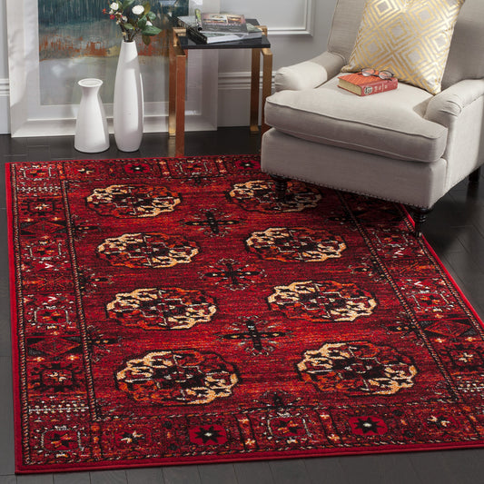SAFAVIEH Vintage Hamadan Collection Accent Rug - 4' x 6', Red & Multi, Oriental Persian Design, Non-Shedding & Easy Care, Ideal for High Traffic Areas in Entryway, Living Room, Bedroom (VTH212A)