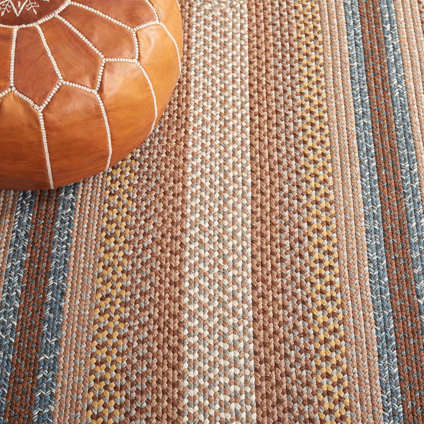 SAFAVIEH Washable Rug Outdoor Braided Collection - 2' x 3', Brown & Multi, Handmade & Reversible, Non-Shedding & Easy to Clean, Ideal for Entryway, Patio, Kitchen, Mudroom, Front Door (BRD313A)