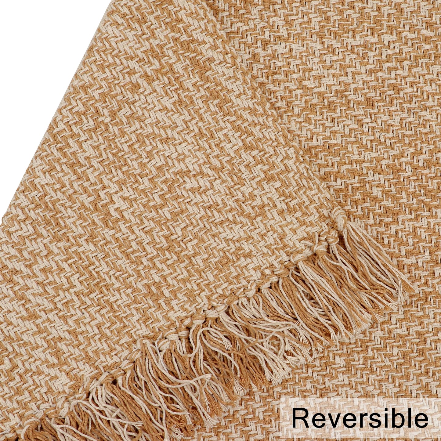 COTTON CRAFT Woven Area Rug - 2 Pack Reversible Boho Farmhouse Rustic Cotton Throw Rug Carpet with Fringe - Machine Washable Accent Mat for Bedroom Living Room Entryway Bathroom - 22x34 - Tan Natural
