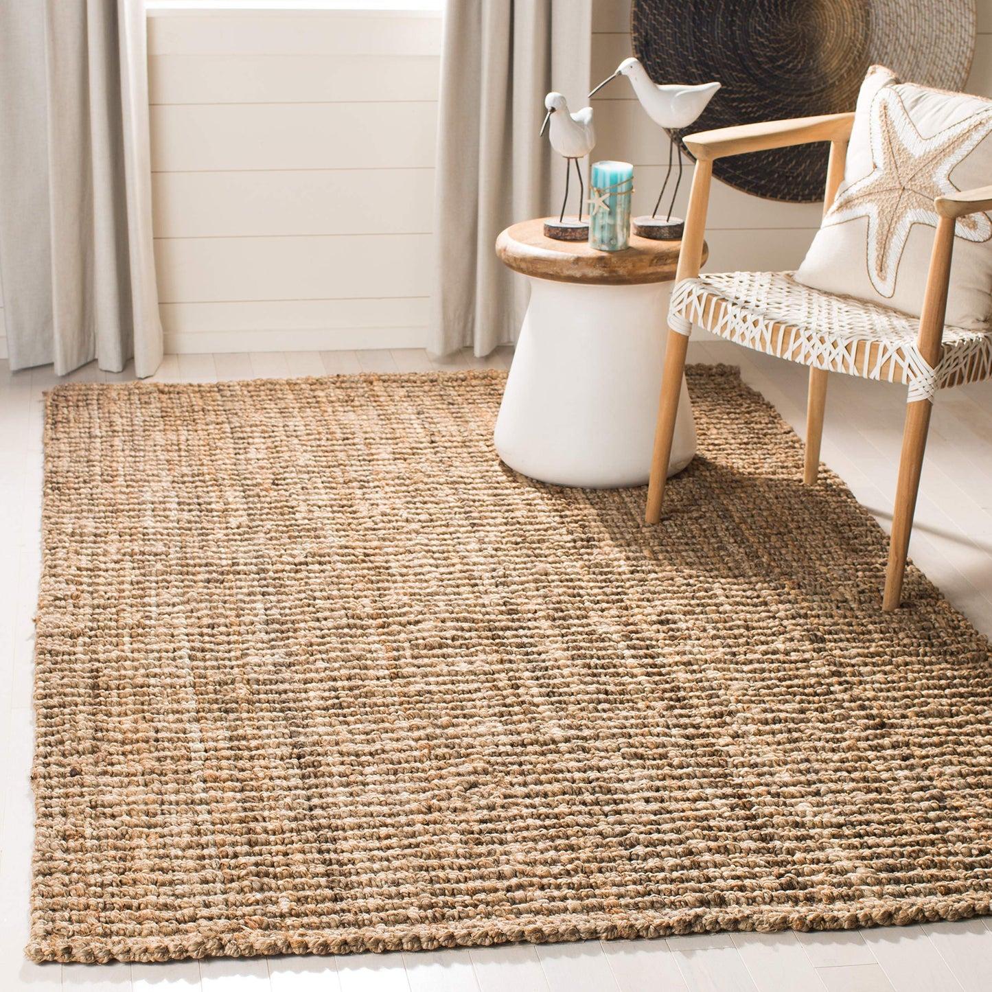 SAFAVIEH Area Rug 2x3 - Natural Fiber Collection - Natural Brown, Handmade Jute, Farmhouse Style, Chunky Textured Thick Pile (NF447A)
