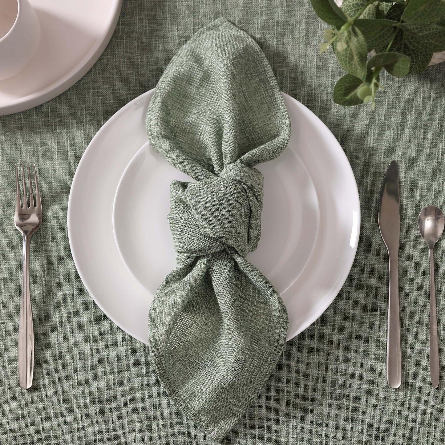 Laura Ashley Harper Luxuriously Smooth Fabric Napkins for Formal or Casual Dining, Holiday, Banquet, Wedding or Party, Set of 6 Napkins, Sage