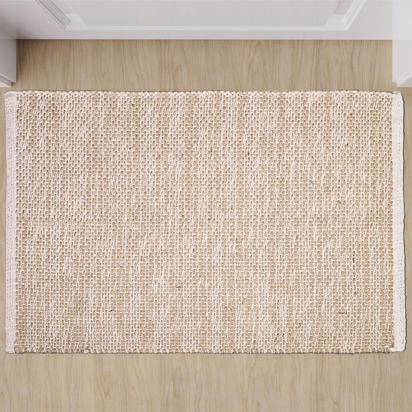 Hausattire Jute Woven Area Rug 2'x3' - Natural, Small Boho Farmhouse Rugs for Living Room, Bedroom, Kitchen, Entryway Front Door | Beige Outdoor Indoor Rustic Accent Bathroom Mat - 24x36 Inch