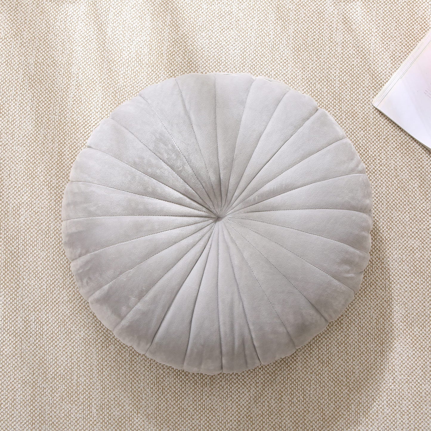 MolynnChic Floor Pillow Meditation Cushion Round Large Floor Pillows Seating for Adults, Velvet Thick Floor Cushions for Yoga Living Room Balcony Outdoor Tatami 18inch（Grey）