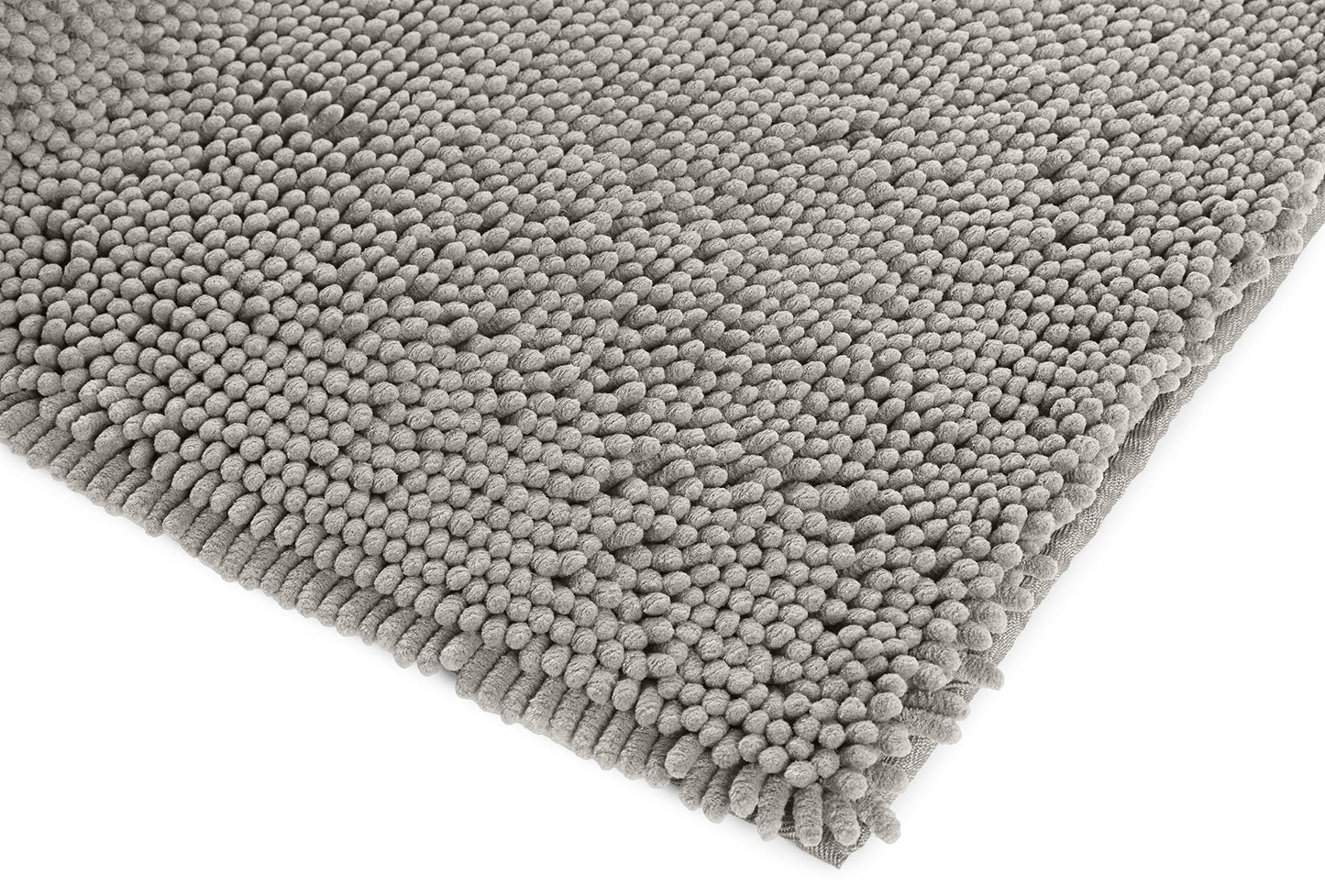 Amazon Basics Platinum Bathroom Rug Mat, Ultra Absorbent Plush Shag, Non-Slip, Quick Drying, Machine Washable, 21" x 34"