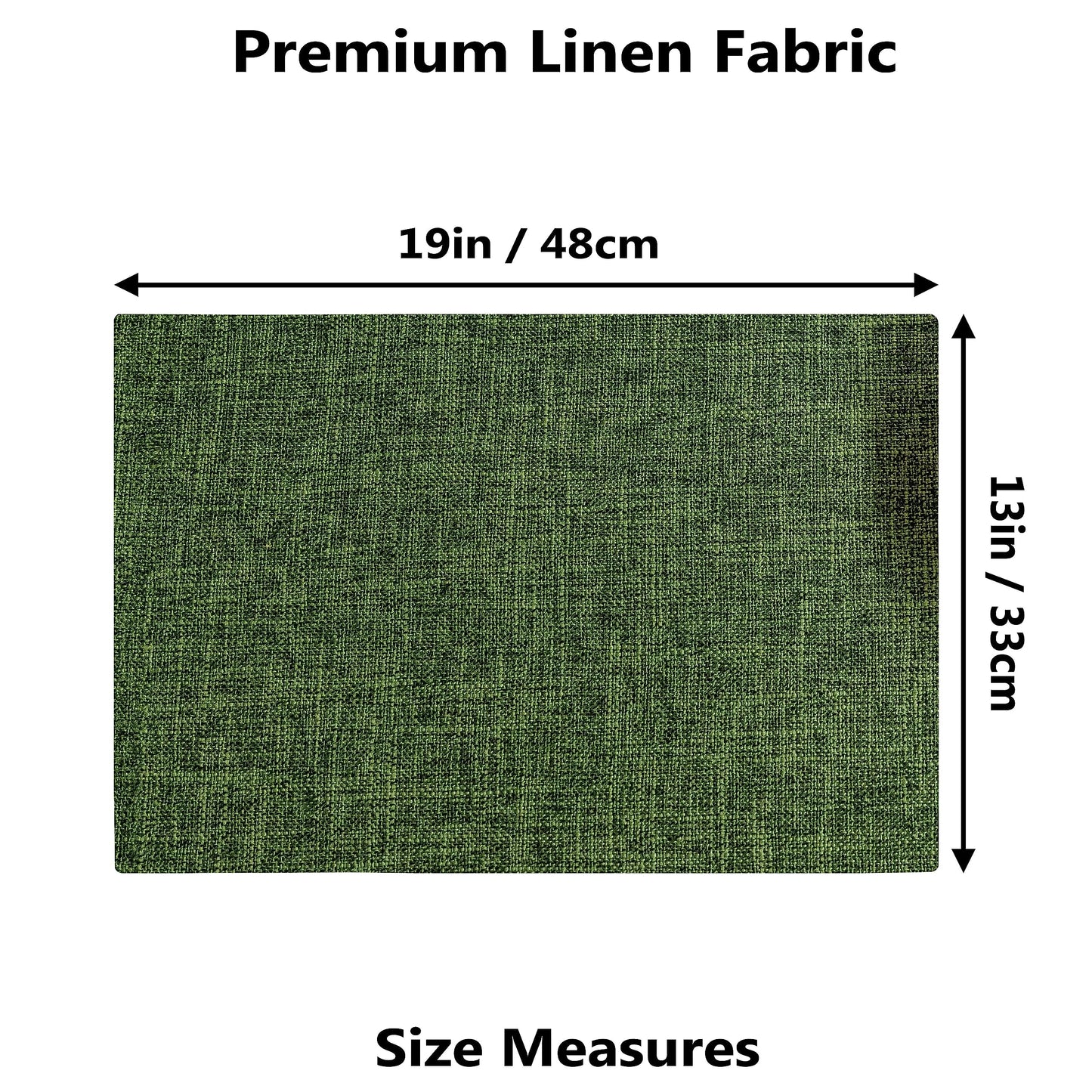 Demetex Green Placemats Set of 6 Vintage Cloth Textured Place Mats Stain Resistant for Holiday Barbecue and Dinning Table, Green