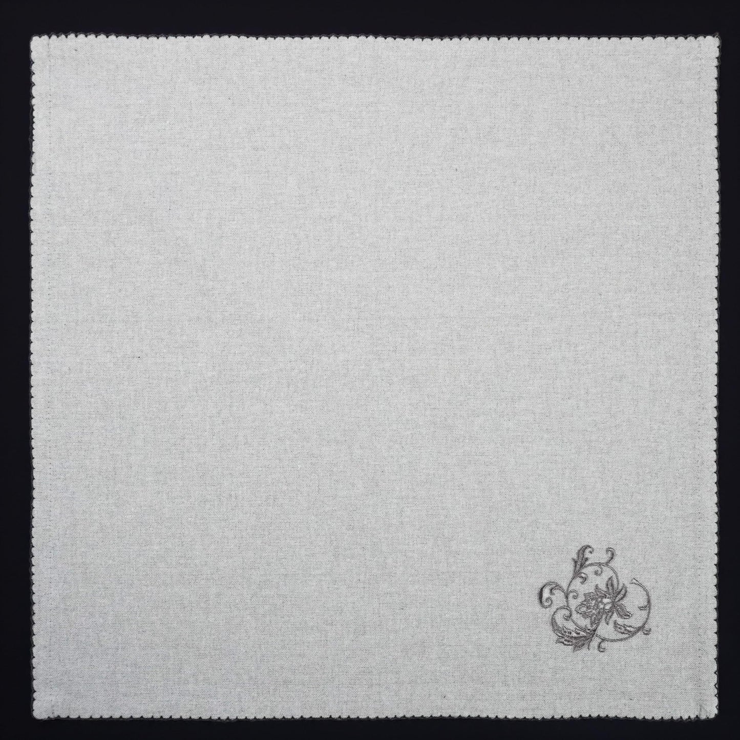 Luxury Embroidered Cloth Napkins – Grey Lily, Set of 6, 18x18 | Grey Dinner Napkins with Floral Embroidery | Elegant Cotton Blend Table Napkins for Holiday Hosting, Weddings