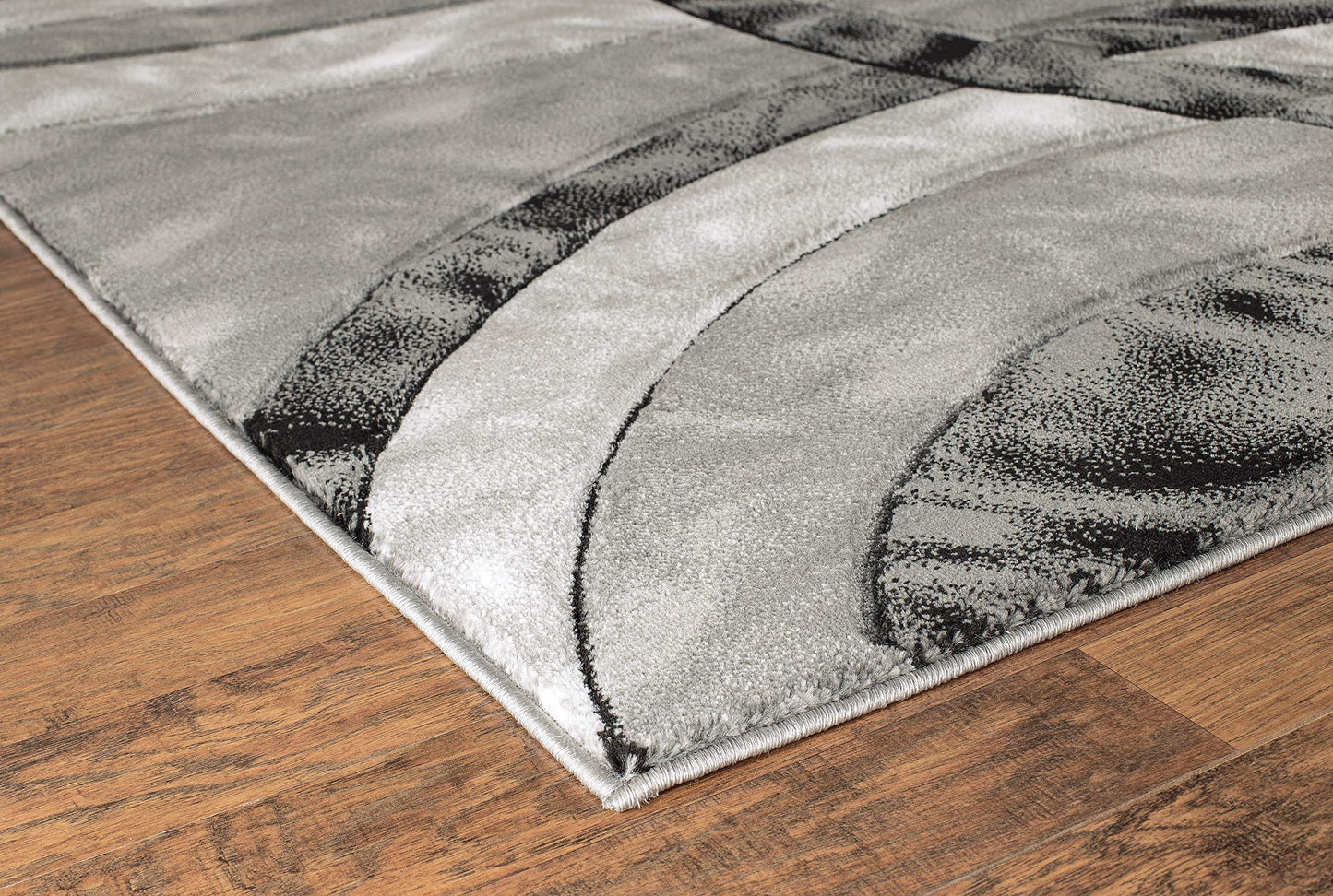 GLORY RUGS Area Rug 2x3 Grey Black Door Mat Modern Circles Soft Contemporary Floor Carpet Fluffy Texture for Indoor Living Dining Room and Bedroom Area